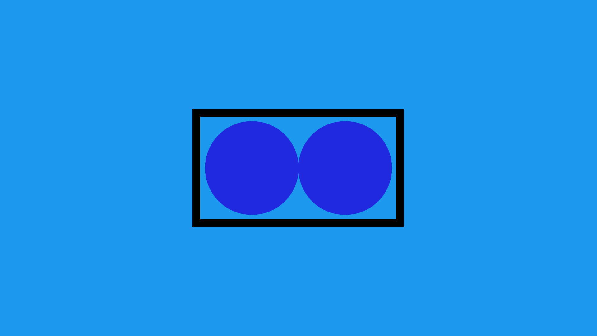 Two blue circles inside a black rectangle on a blue background HD Wallpaper