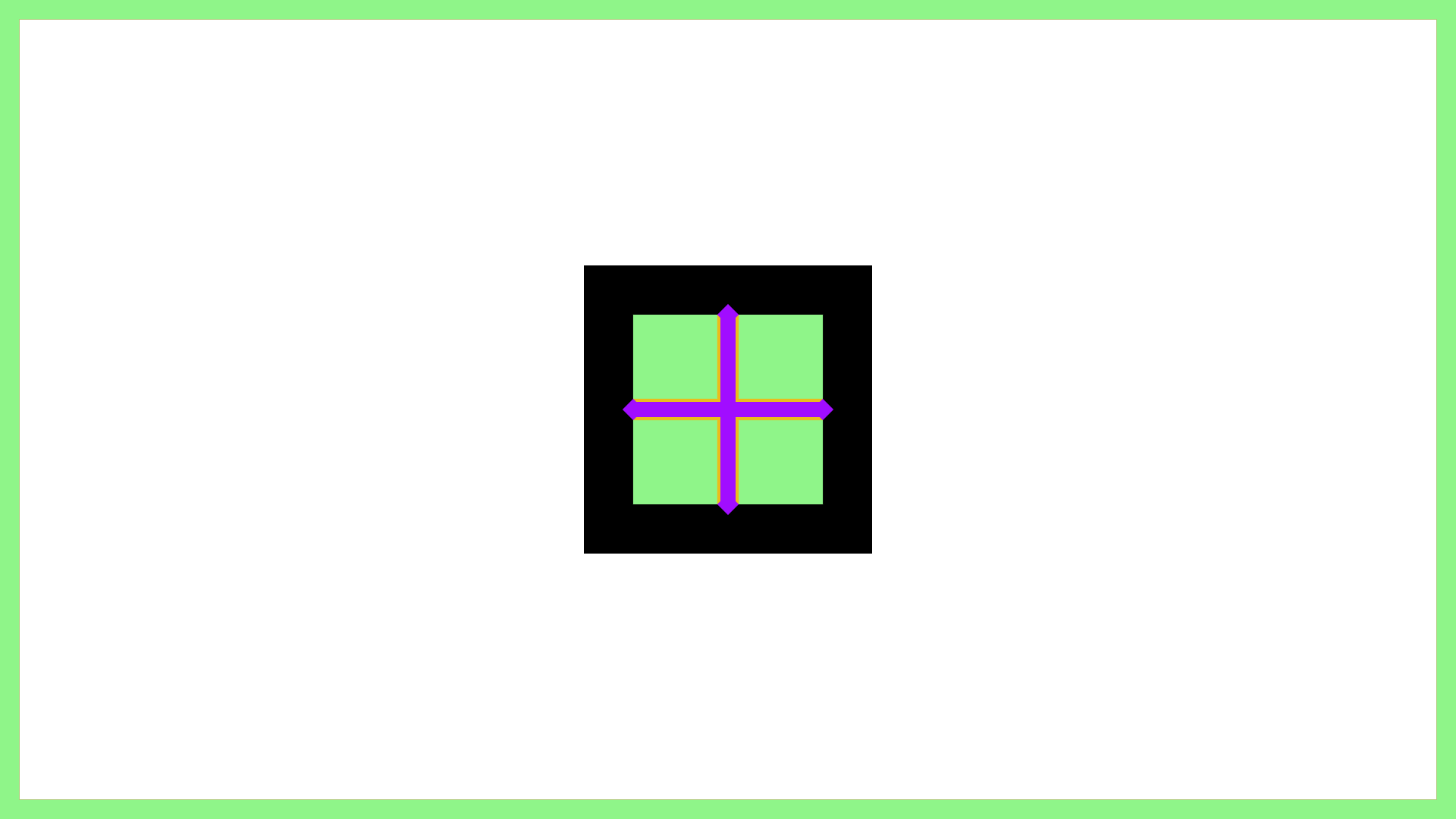 Black square with green quadrants and purple arrows HD Wallpaper
