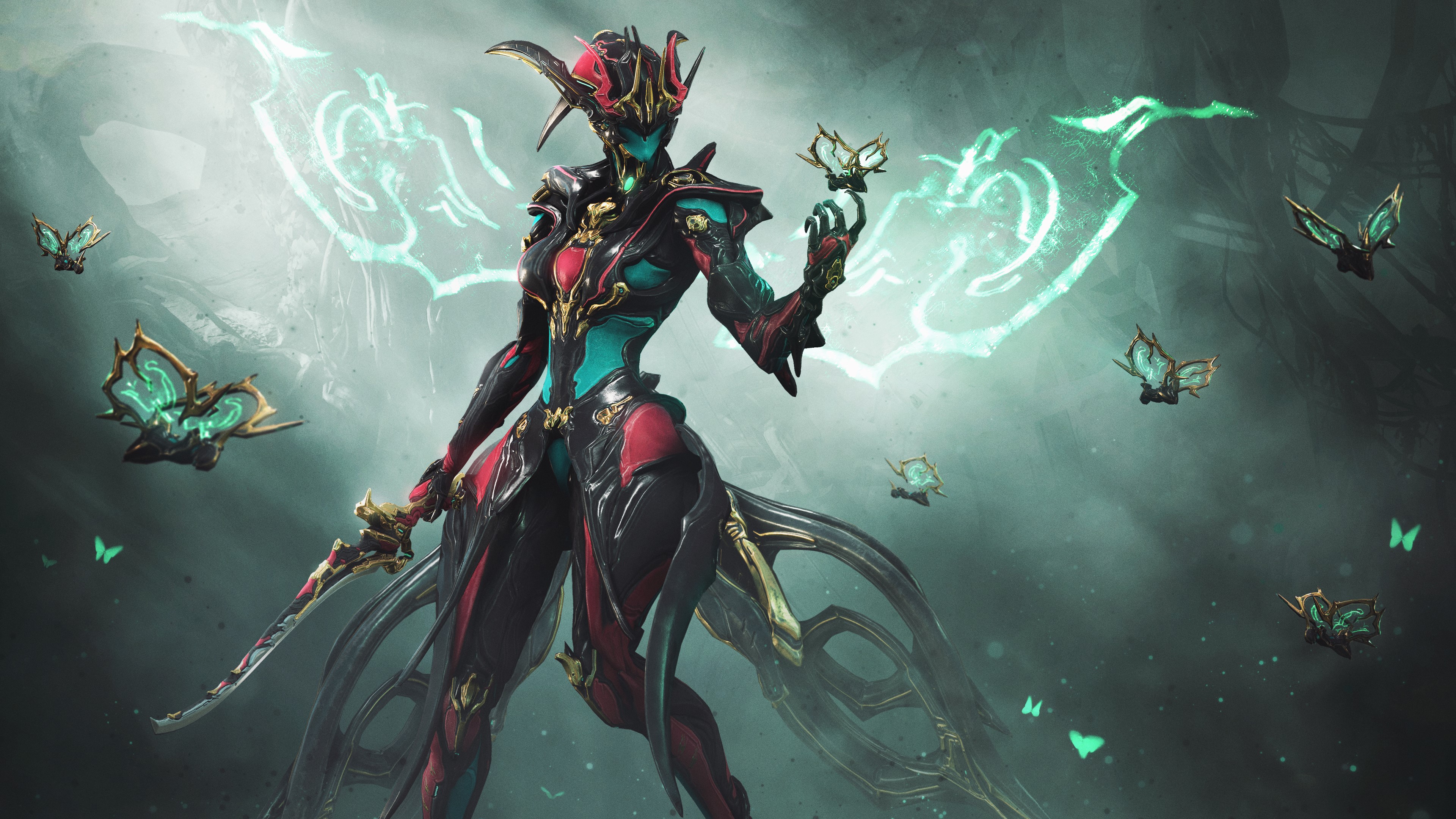 Titania from Warframe with butterflies HD Wallpaper