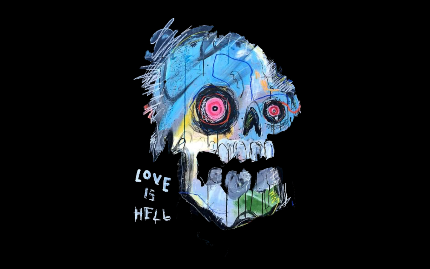 Lil Peep skull with text "LOVE IS HELL" HD Wallpaper