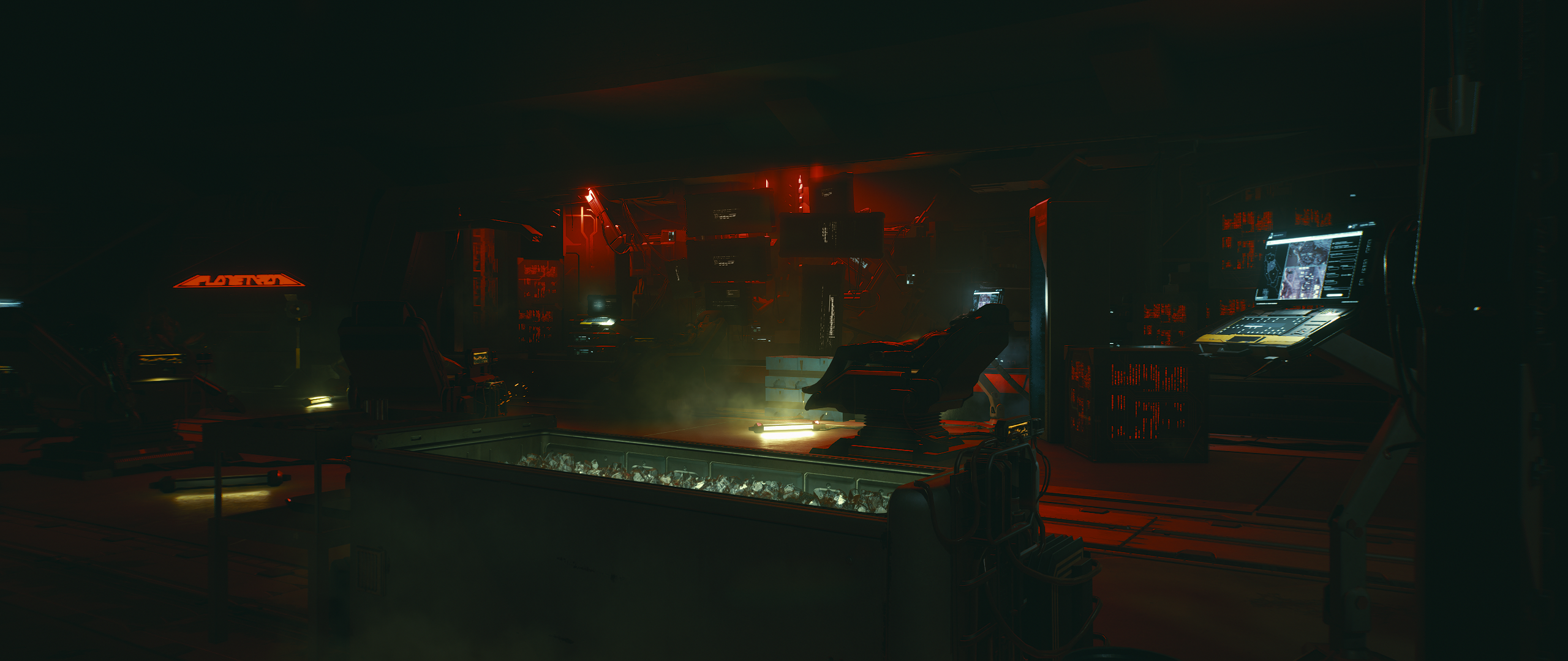 Cyberpunk 2077 laboratory with futuristic equipment HD Wallpaper