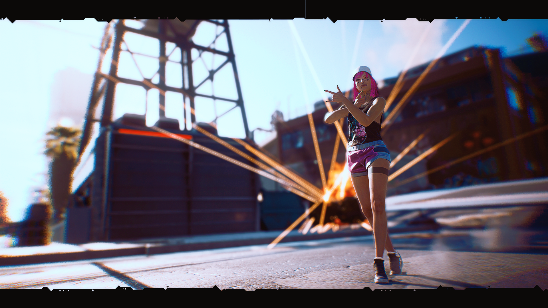 V from Cyberpunk 2077 in a cyber city HD Wallpaper