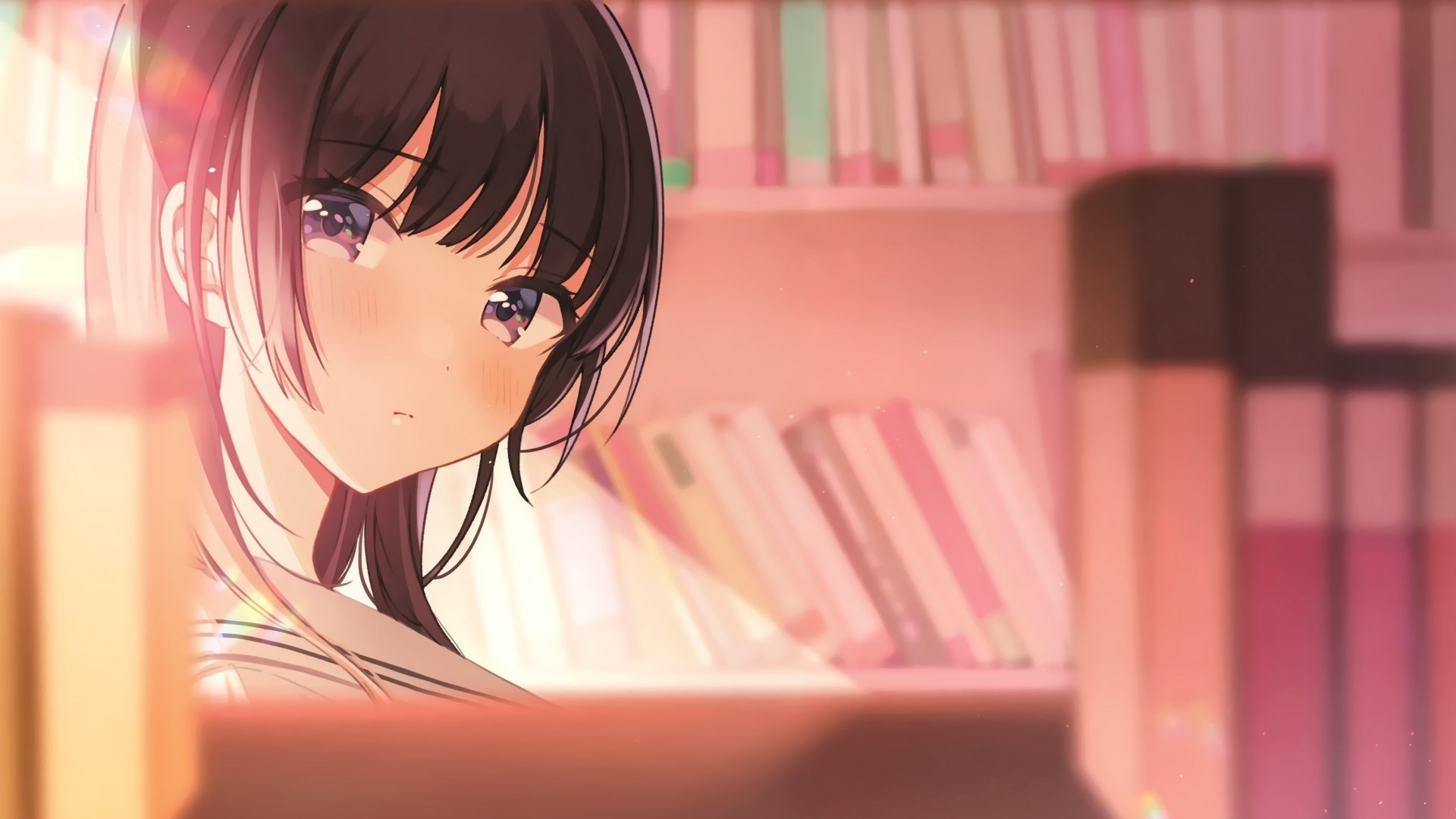 Shigure Ui anime girl with books HD Wallpaper
