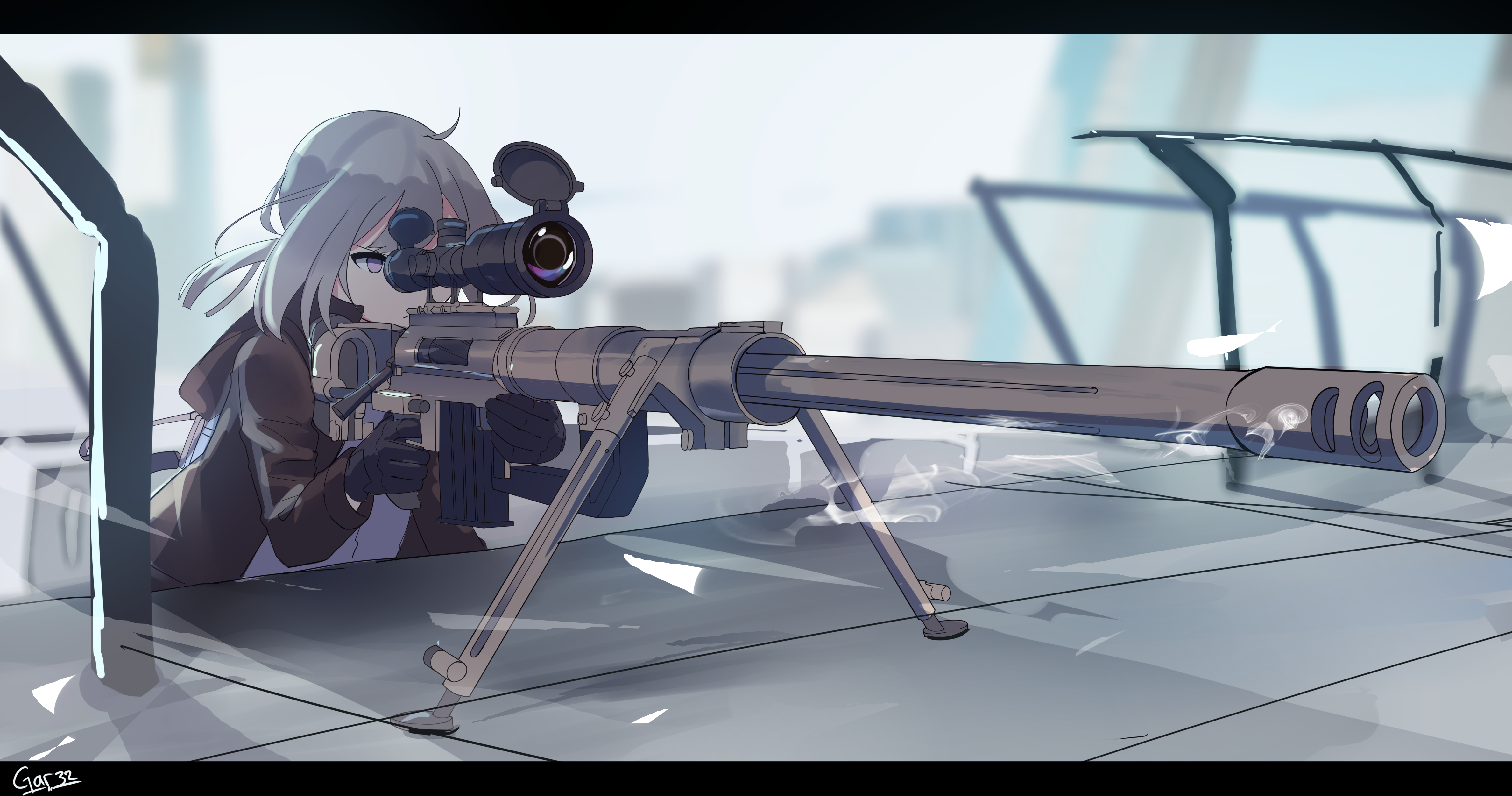 M200 from Girls Frontline with sniper rifle HD Wallpaper