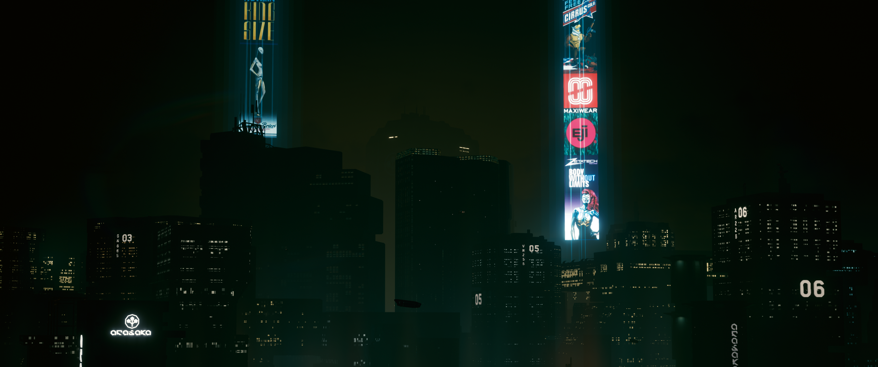 Cyberpunk 2077 cityscape with neon billboards HD Wallpaper