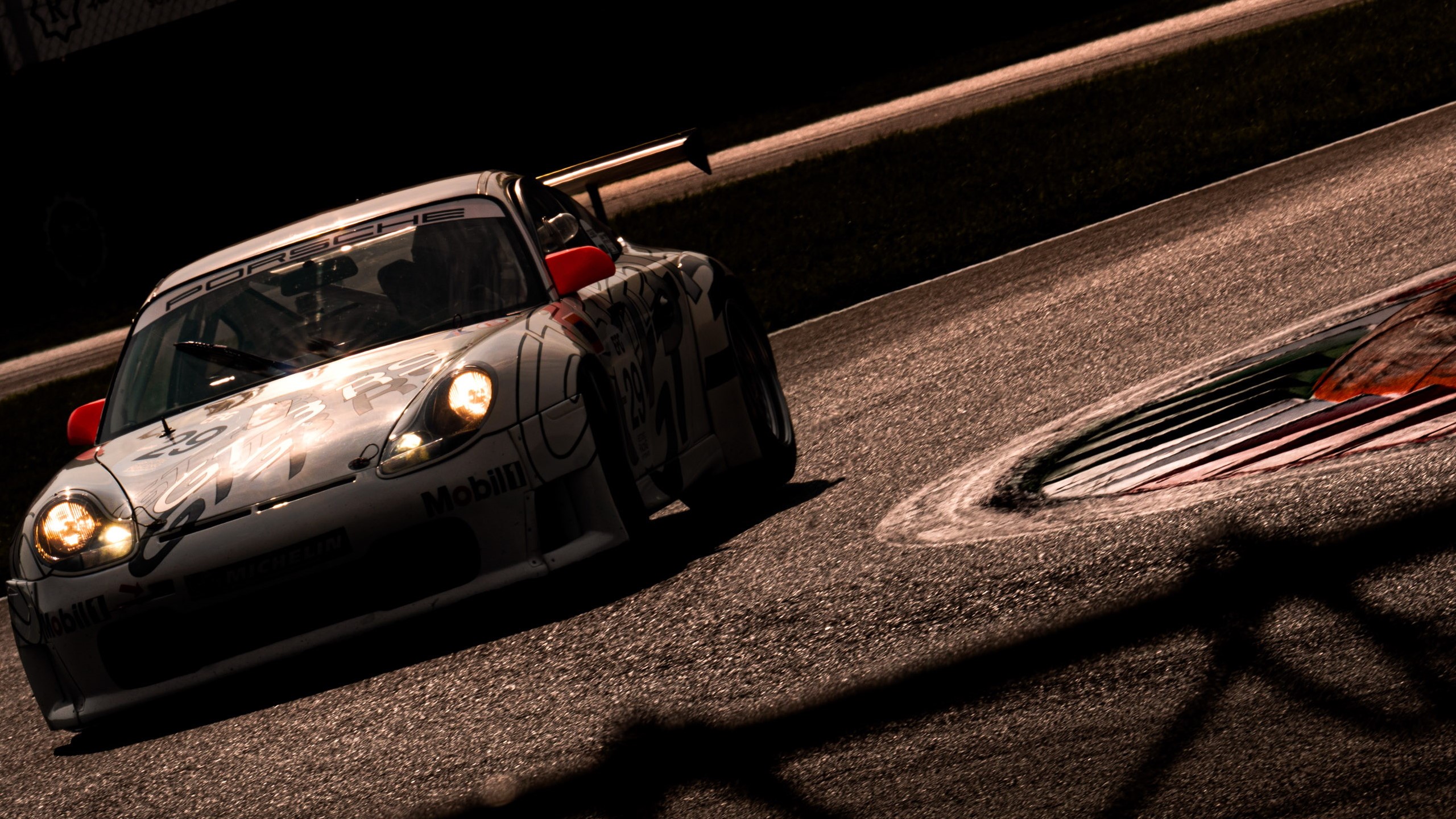 Porsche 996 race car on a track turn HD Wallpaper