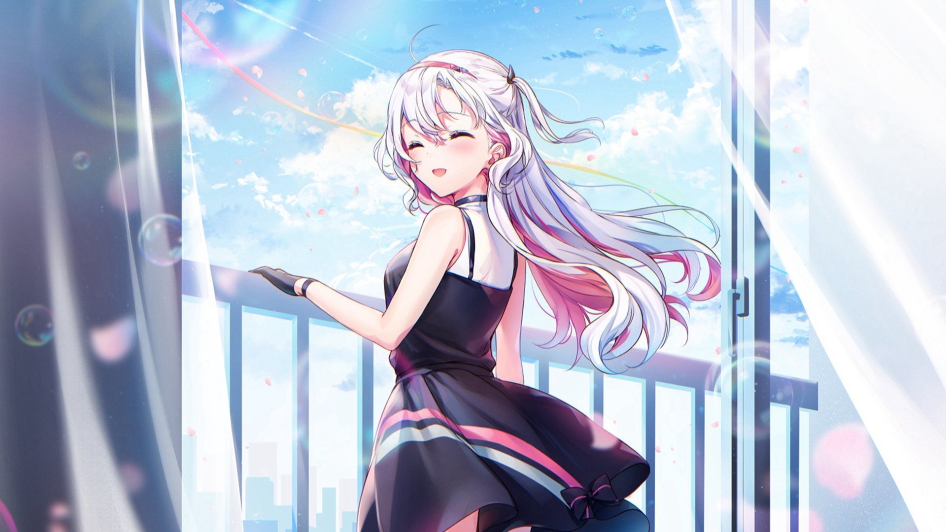 Komeshiro Kasu from Anime smiling with multi-colored hair HD Wallpaper