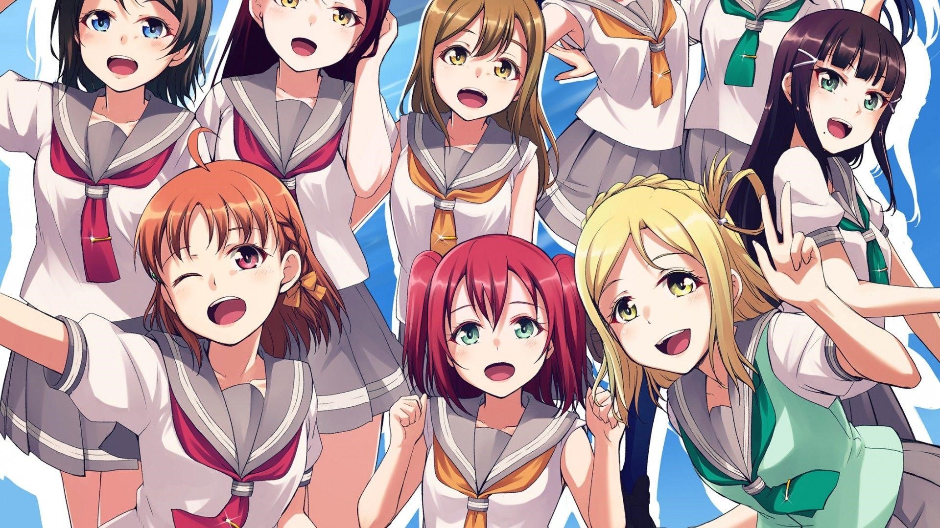 Love Live! Sunshine!! Aqours girls in school uniforms HD Wallpaper