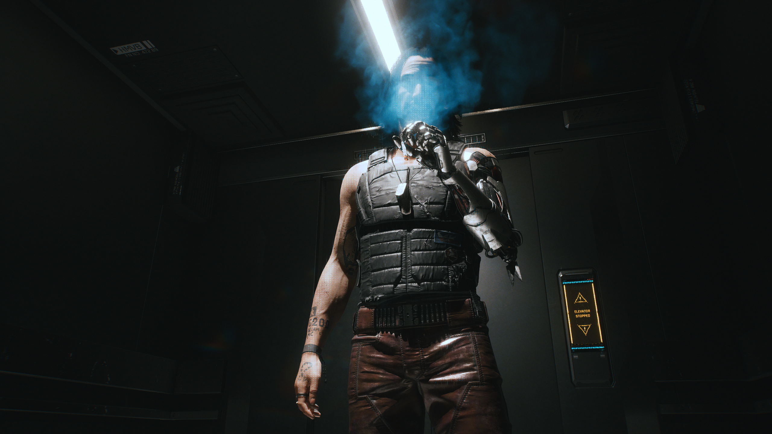 V from Cyberpunk 2077 in an elevator HD Wallpaper