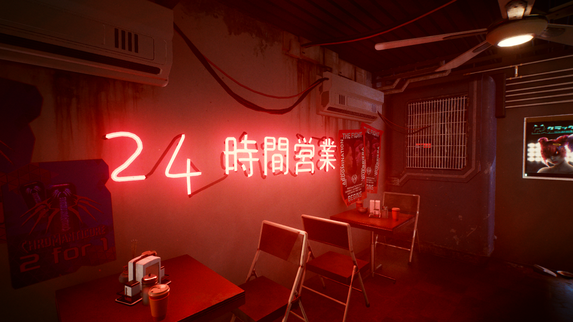 Cyberpunk 2077 24-hour business neon sign HD Wallpaper