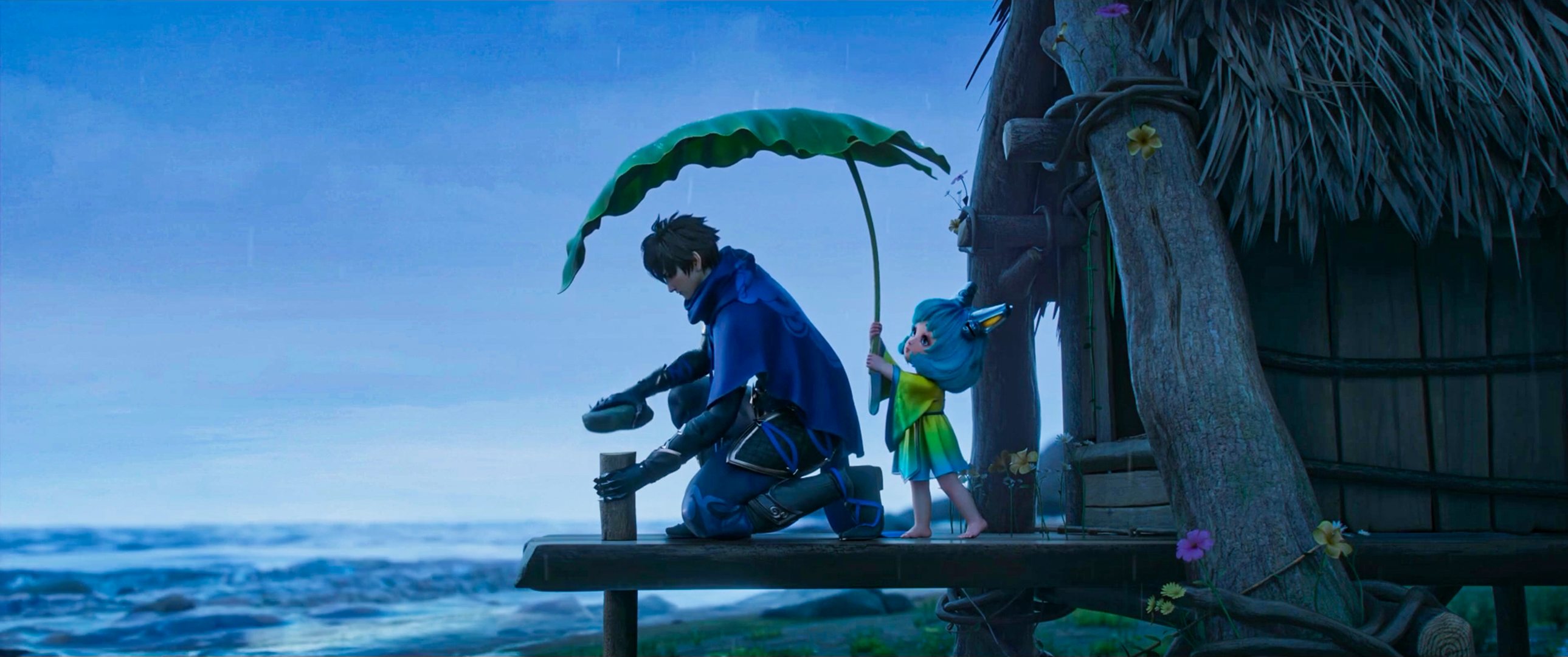 Fantasy Men and child with leaf umbrella from Arena of Valor HD Wallpaper