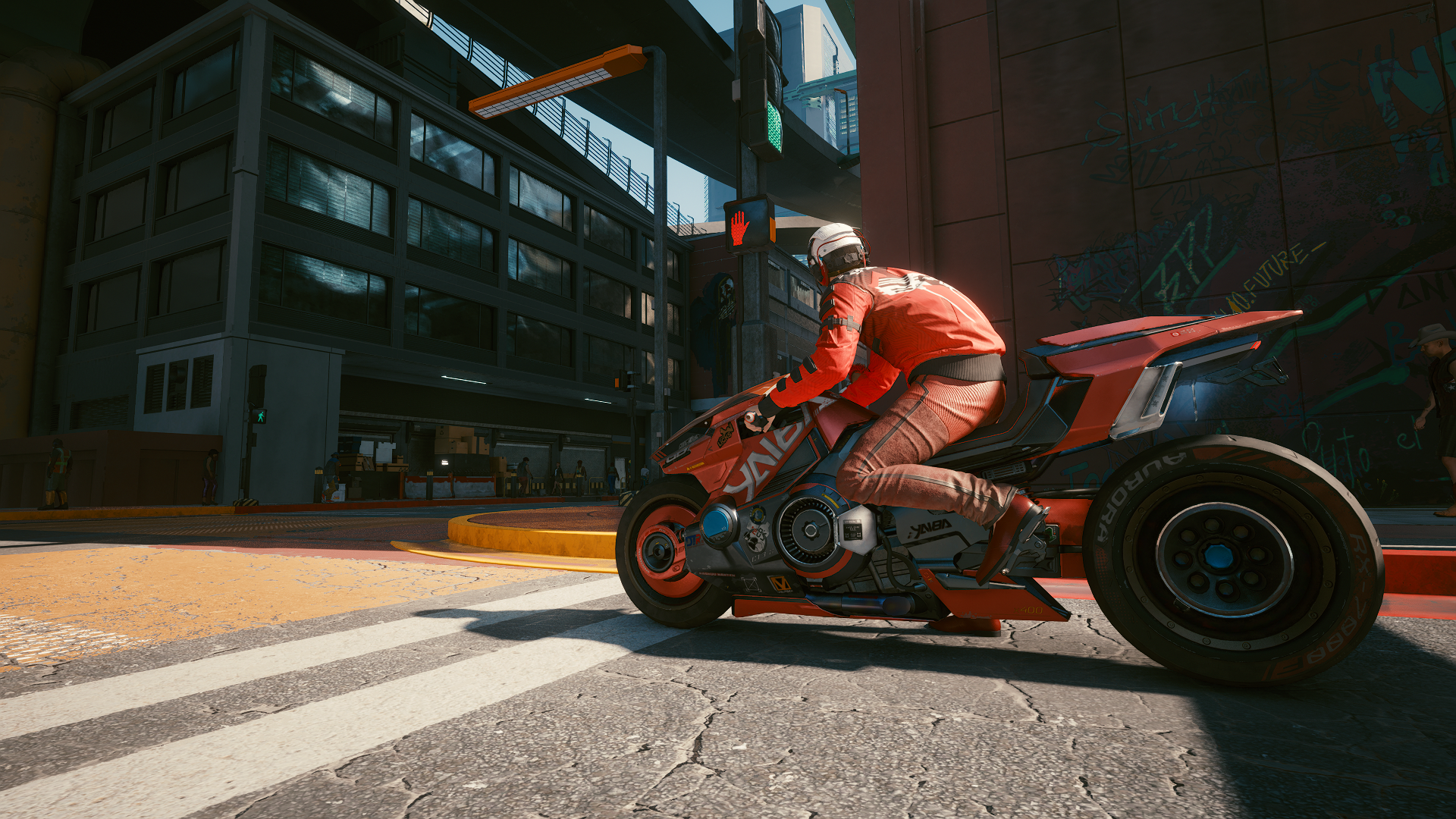 Cyberpunk 2077 motorcycle rider HD Wallpaper