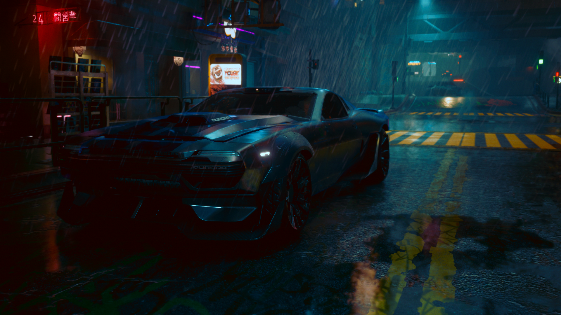 Car in Cyberpunk 2077 city at night HD Wallpaper