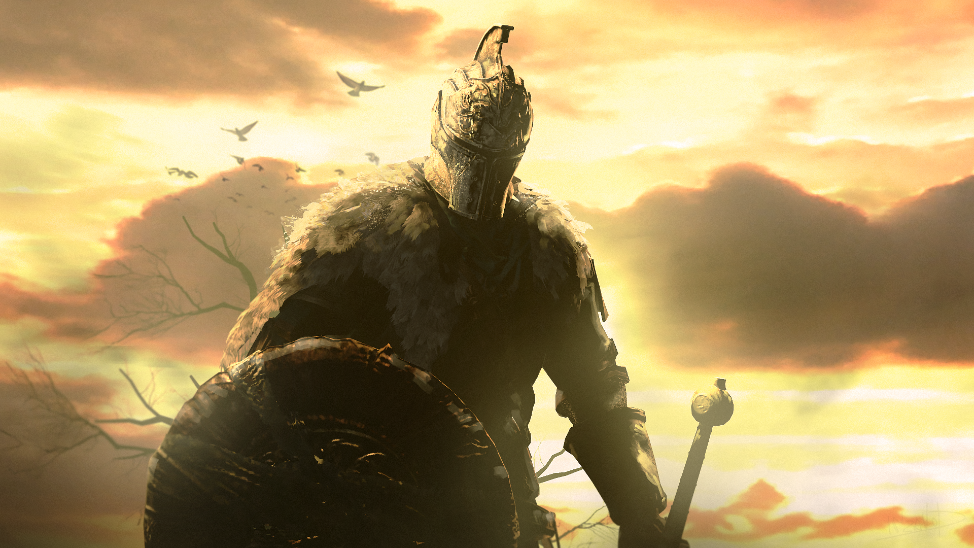 Knight with shield and sword from Dark Souls II HD Wallpaper
