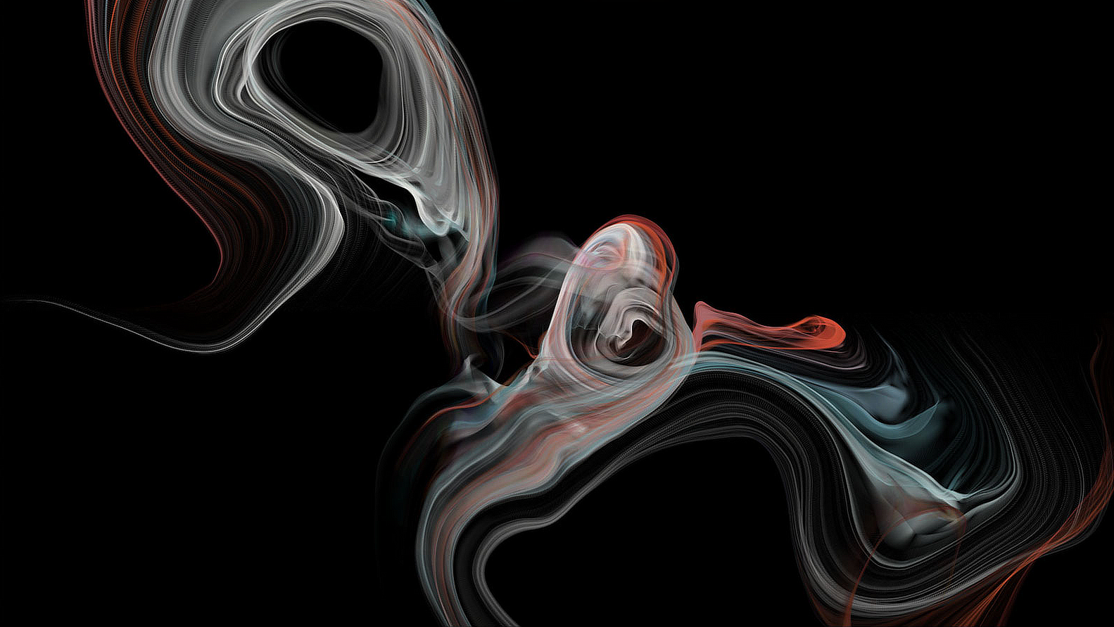 Abstract smoke shapes on black background HD Wallpaper