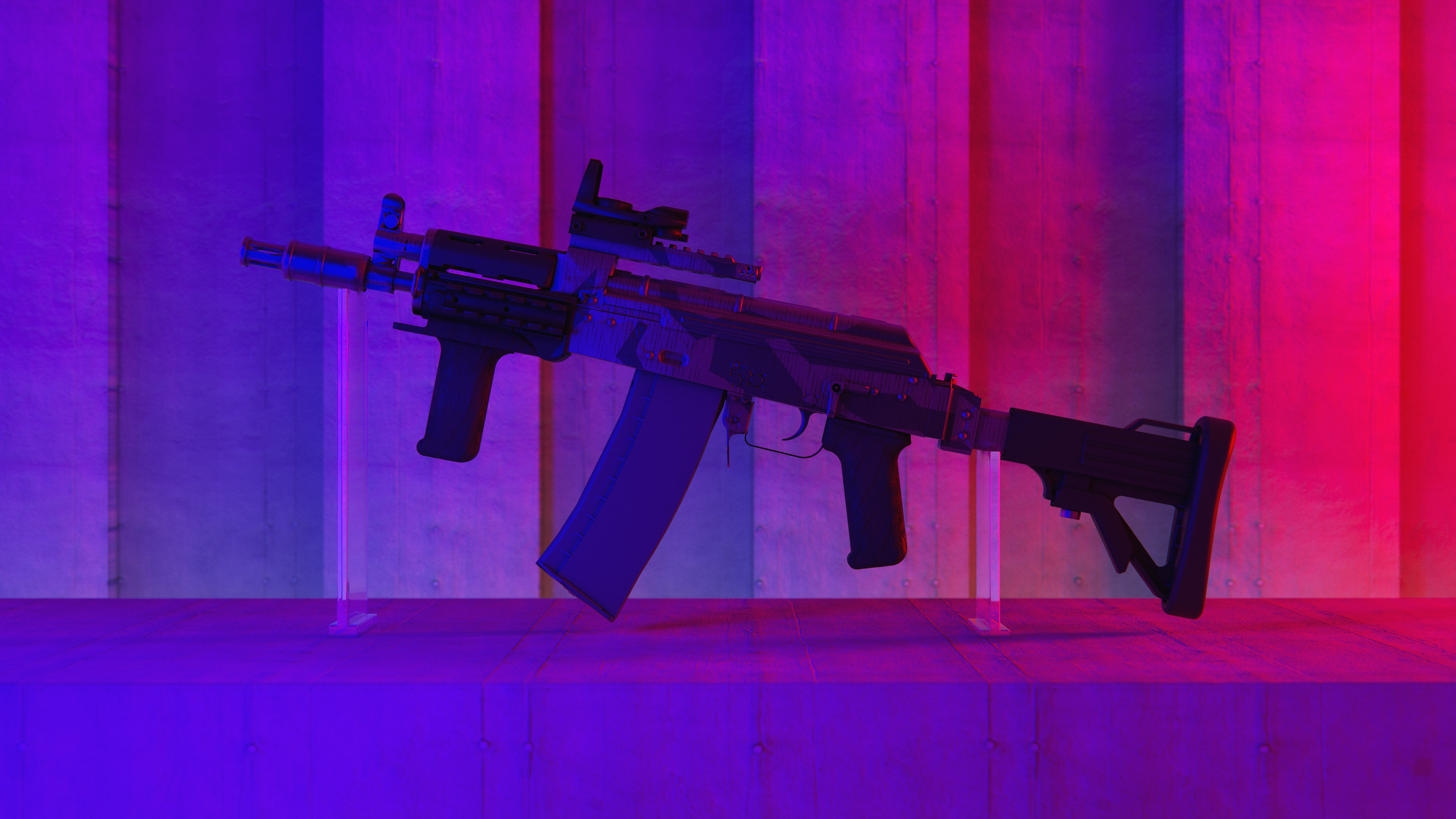 Mini Beryl assault rifle with red dot sight HD Wallpaper