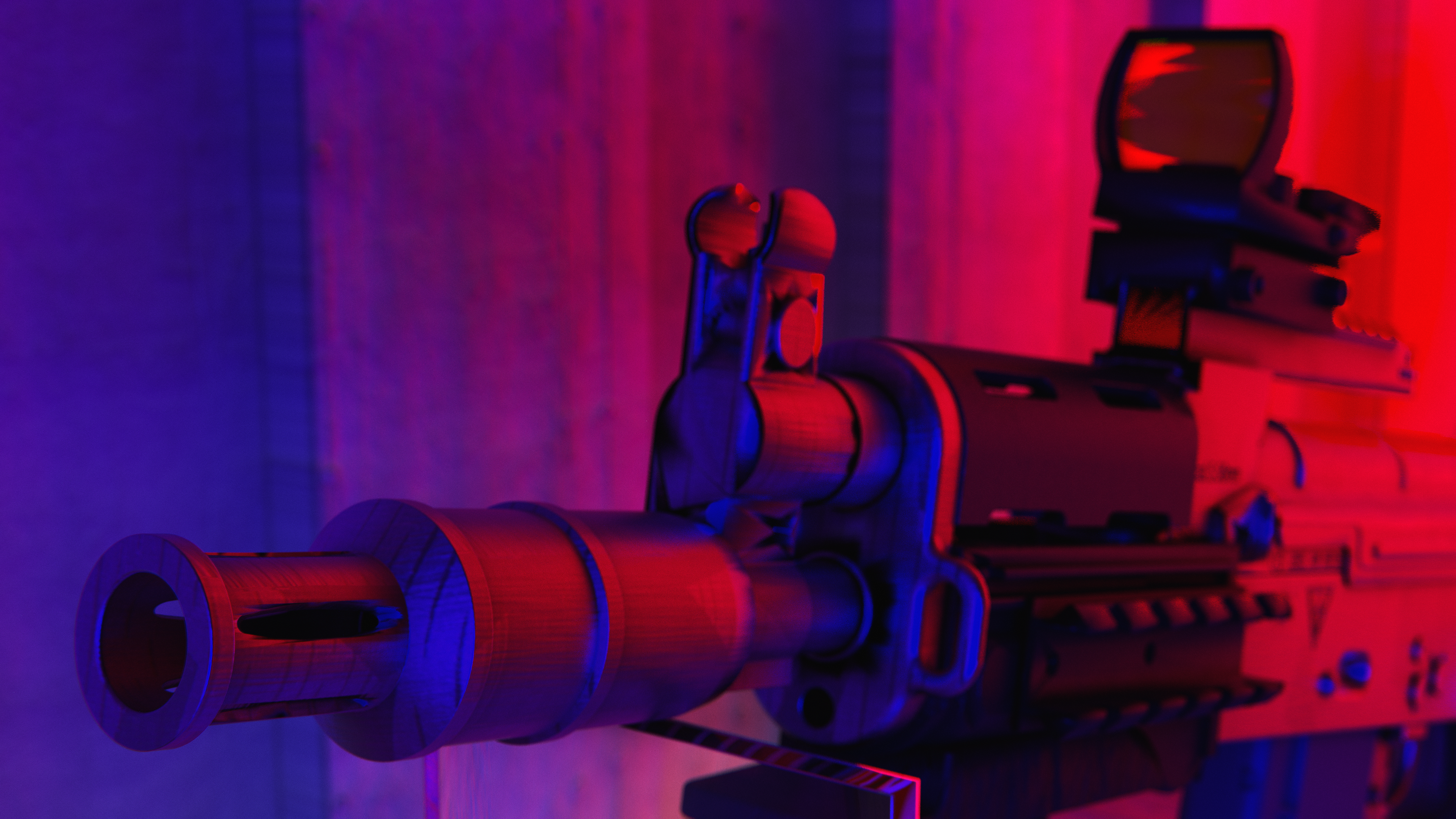 Assault rifle with red dot sight HD Wallpaper