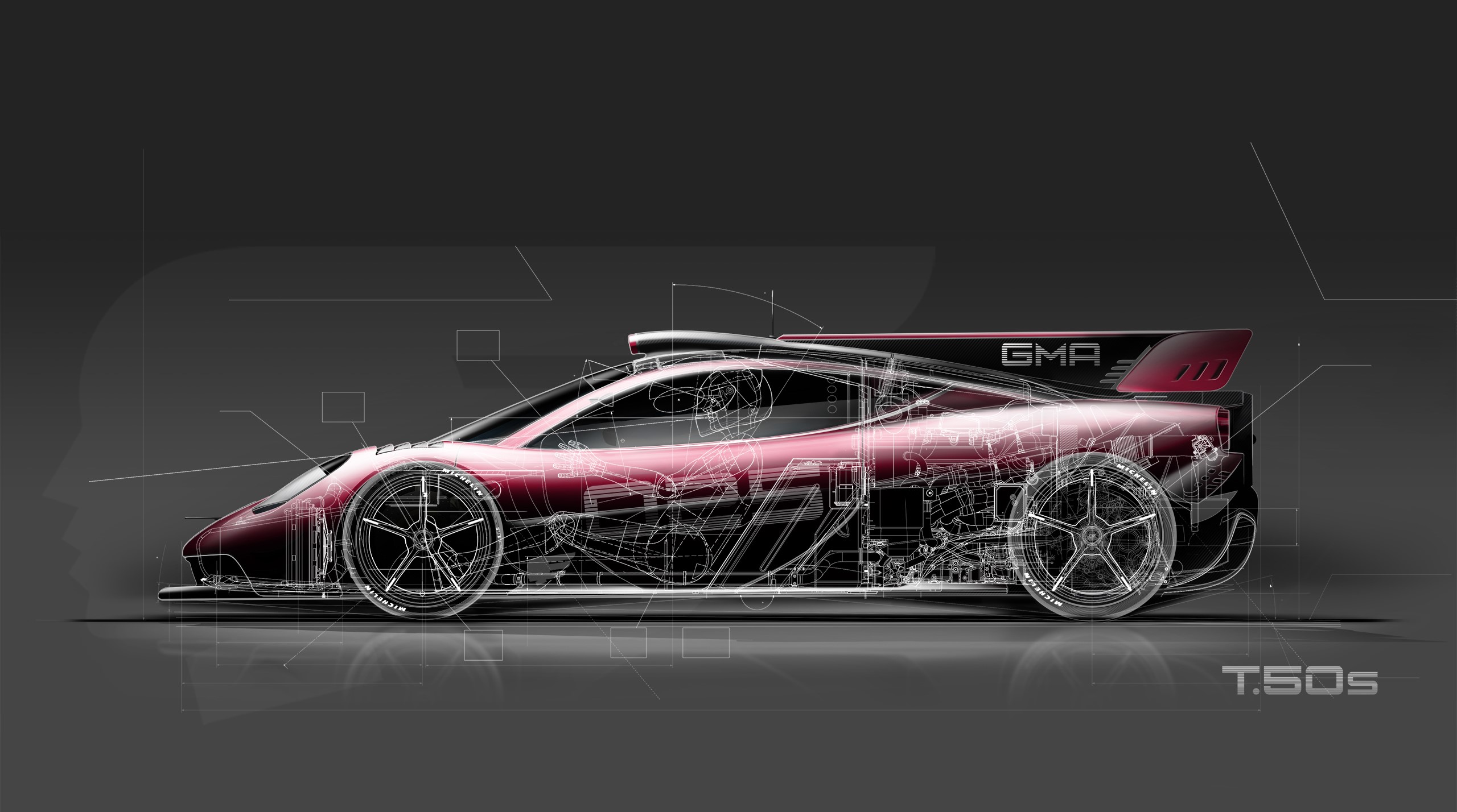 Gordon Murray Automotive T.50s blueprint HD Wallpaper