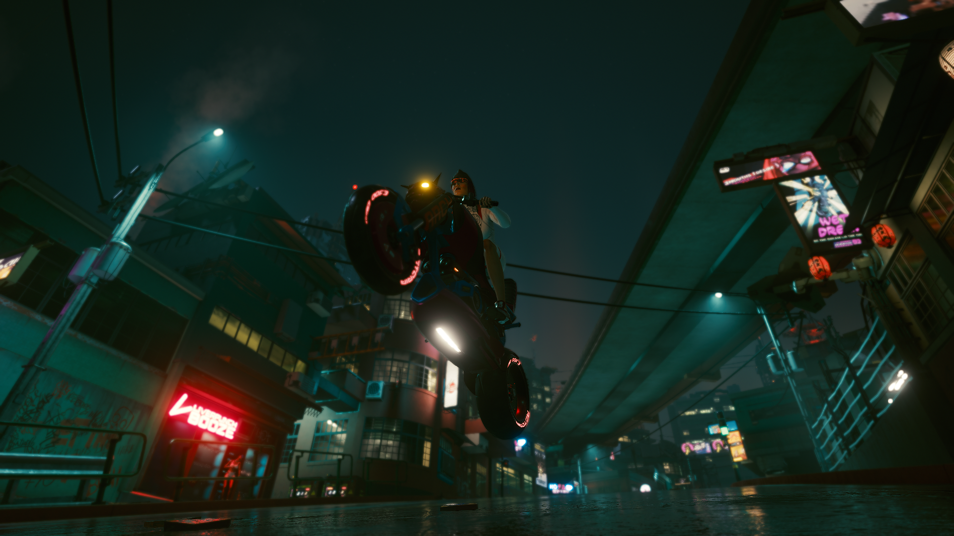 Female V on a motorcycle in Cyberpunk 2077 HD Wallpaper