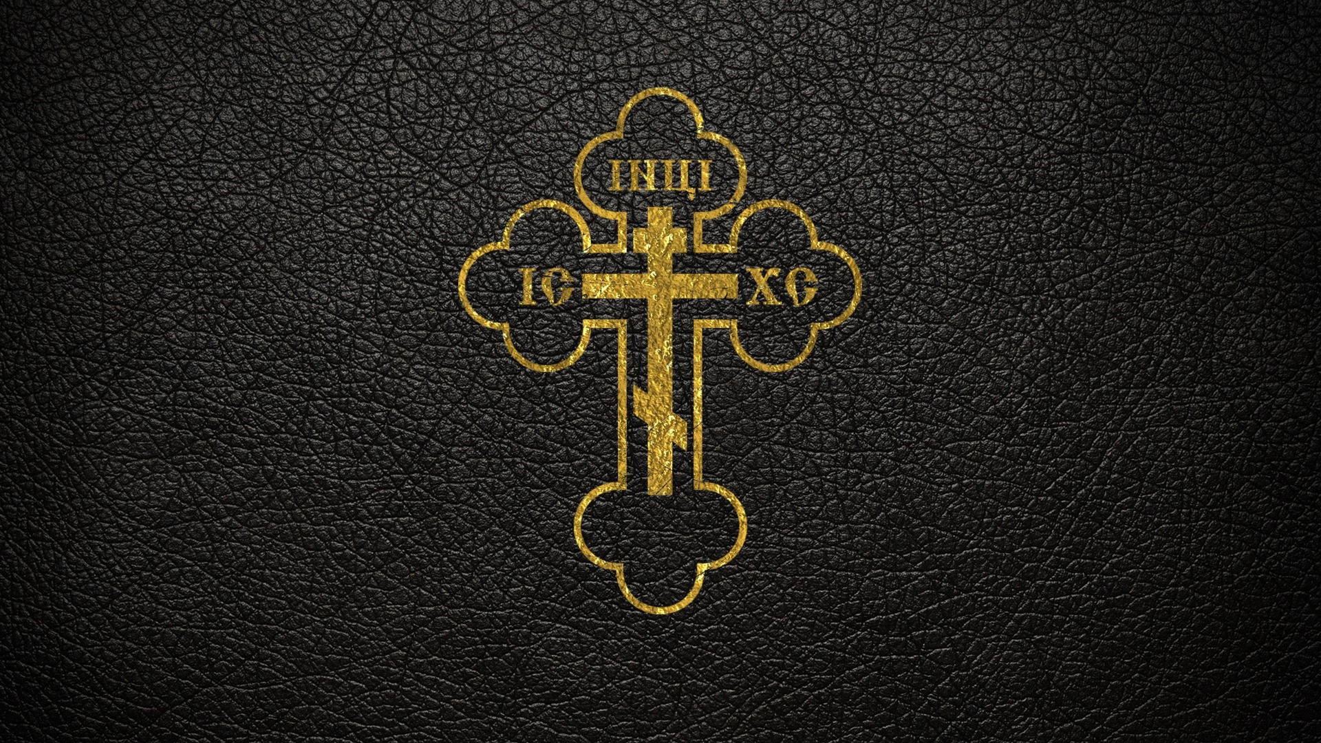 Orthodox Christian Golden Cross on Leather HD Wallpaper