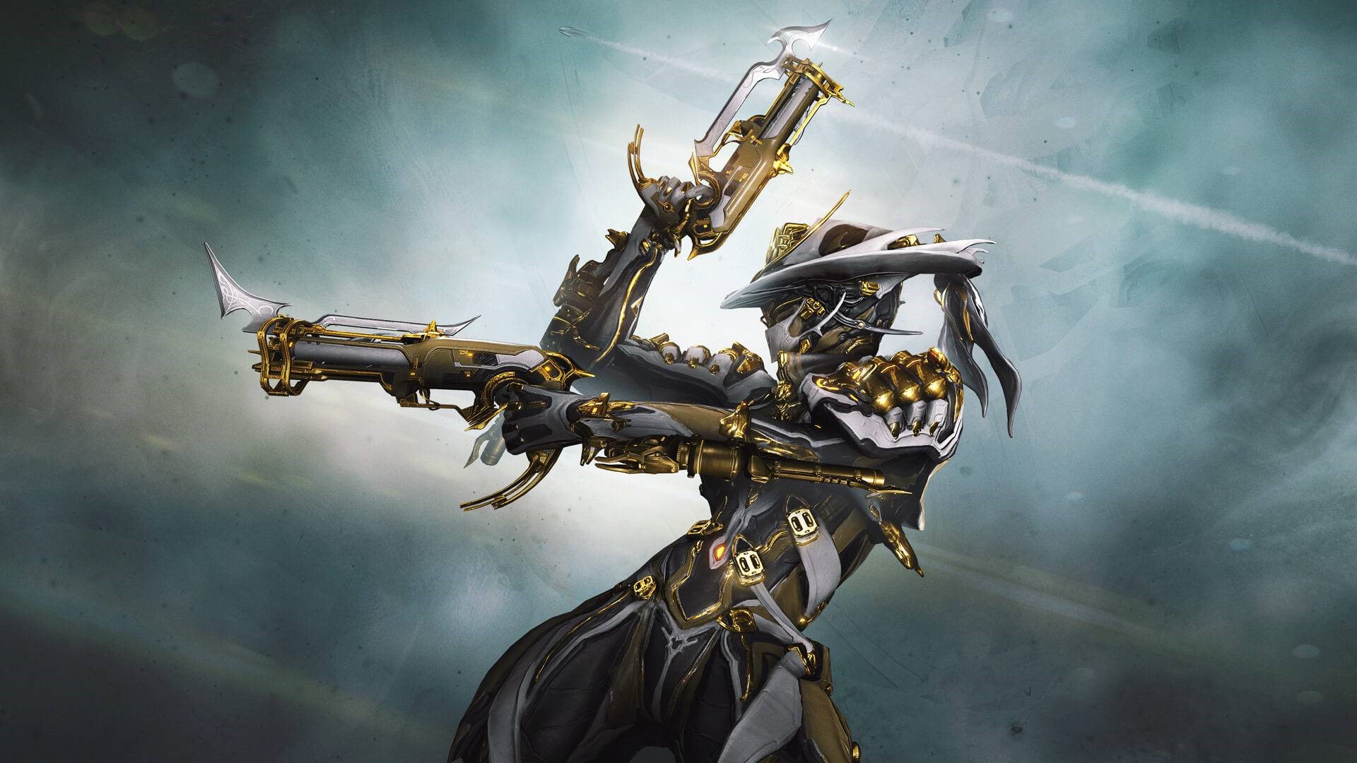 Mesa from Warframe holding two pistols HD Wallpaper