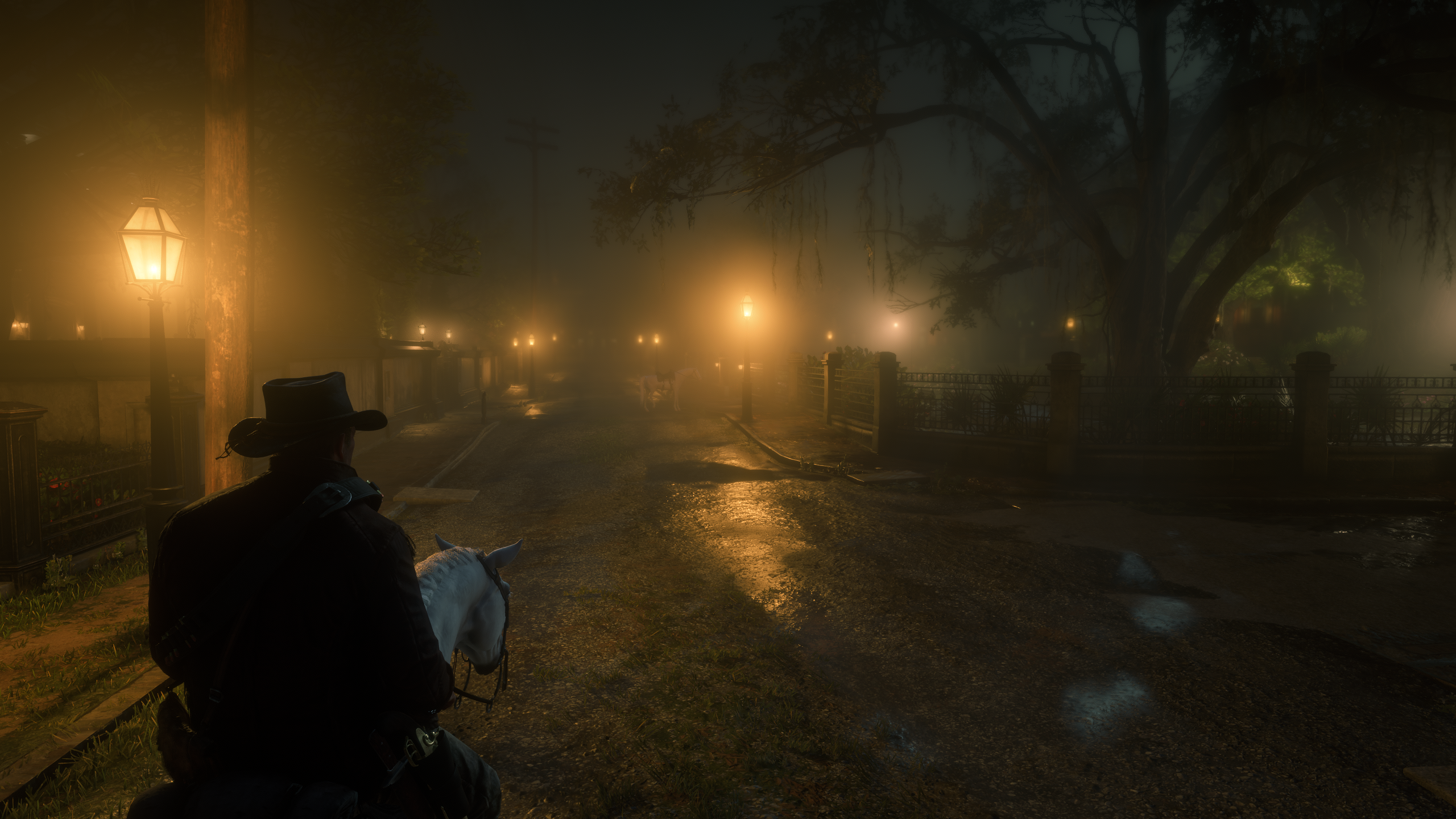 Arthur Morgan from Red Dead Redemption 2 on horseback at night HD Wallpaper