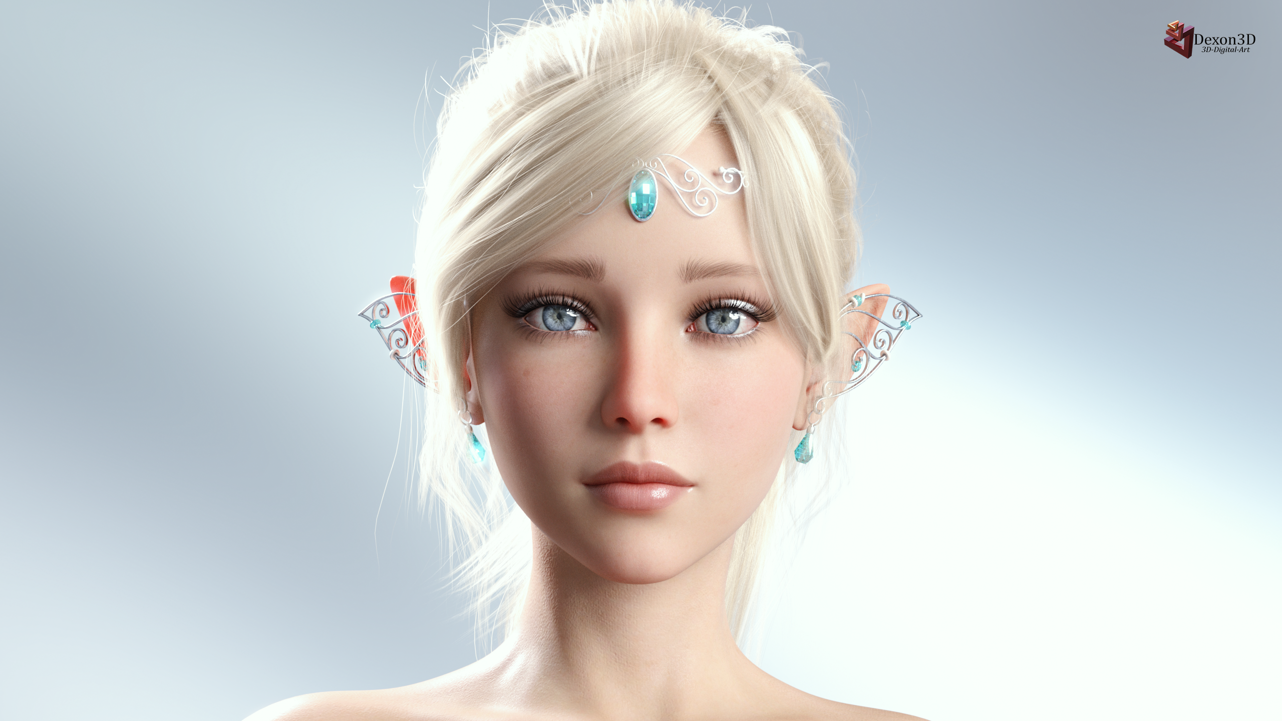 Elf portrait with tiara and earrings HD Wallpaper