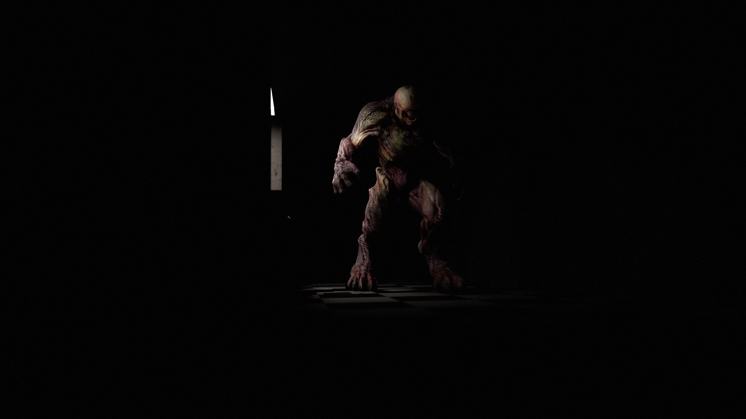 Demon in a dark hallway from Doom 3 HD Wallpaper