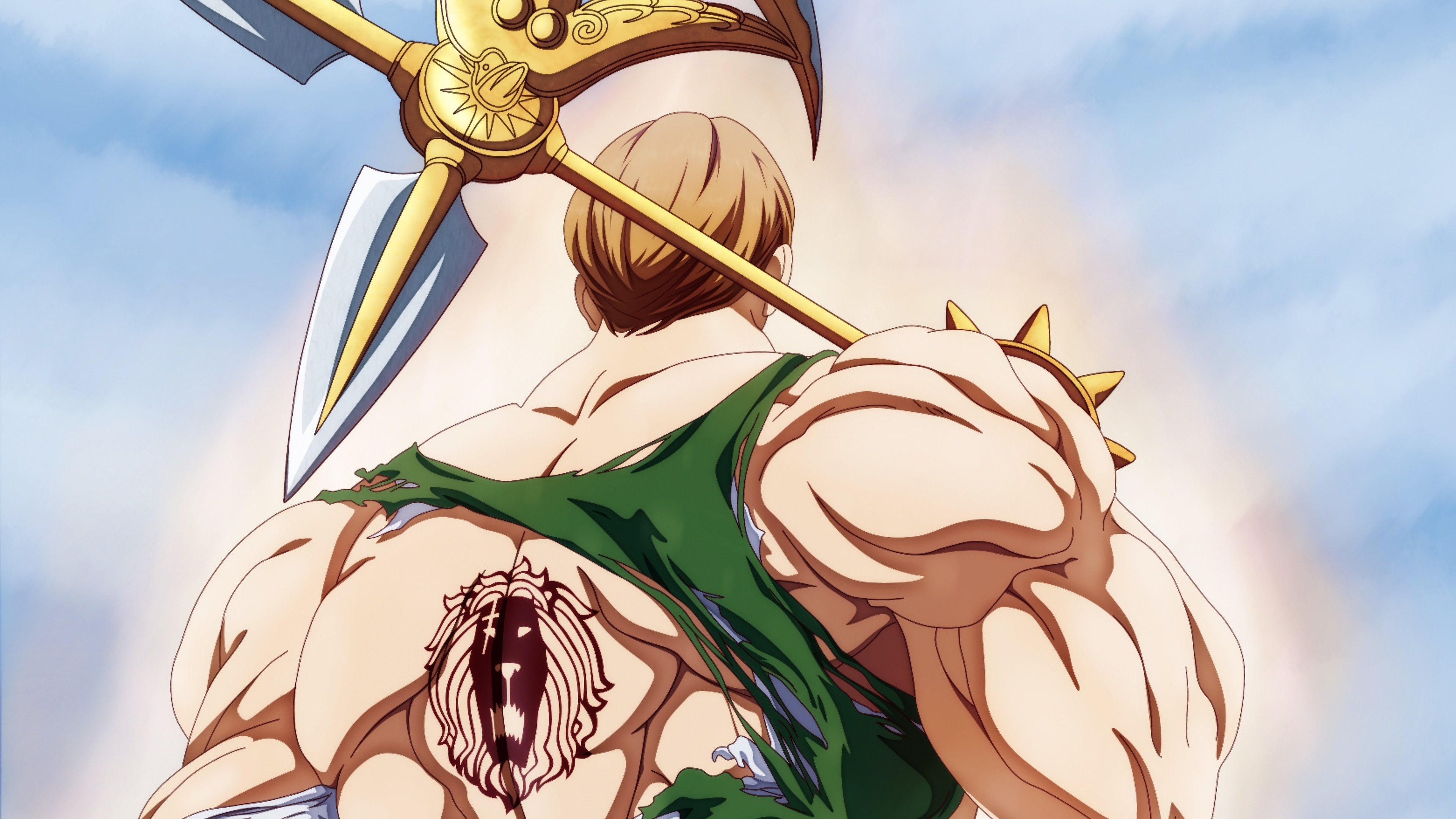 Escanor from Seven Deadly Sins holding his axe HD Wallpaper