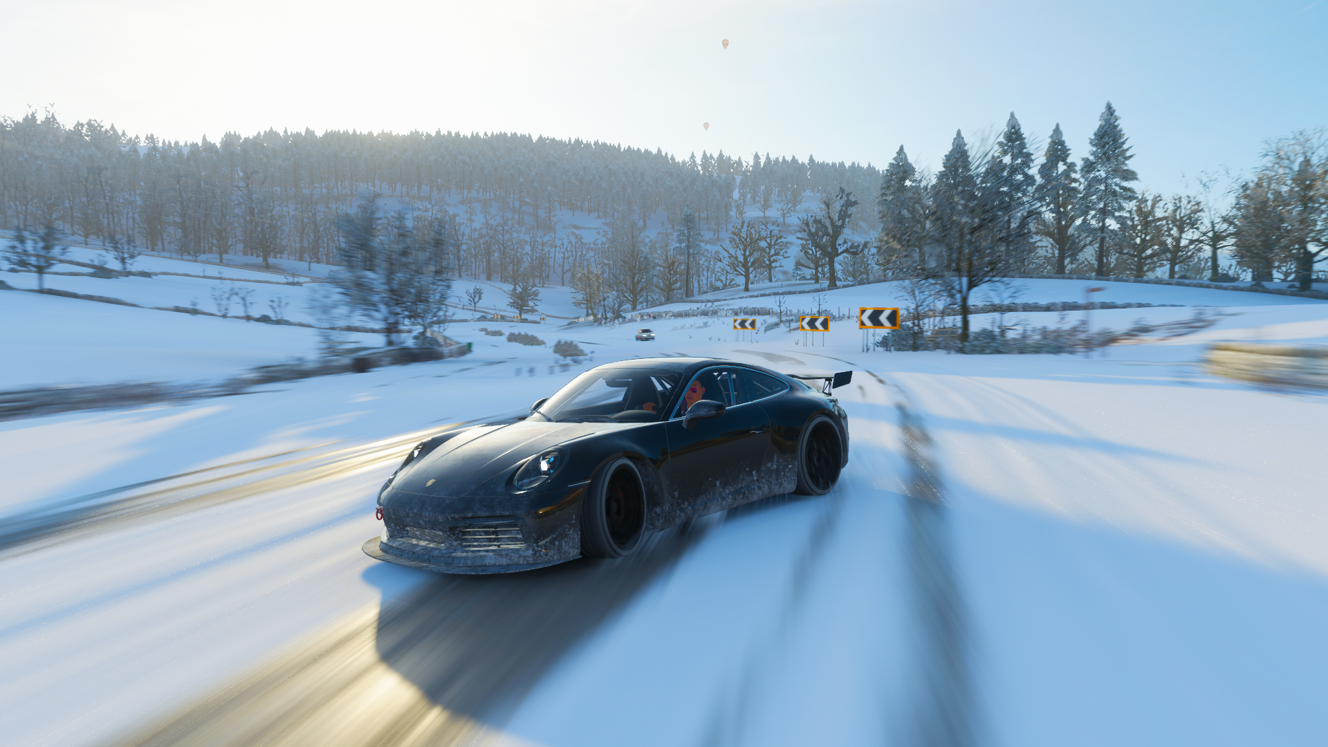 Porsche 911 Drift in Snowy Winter Landscape HD Wallpaper