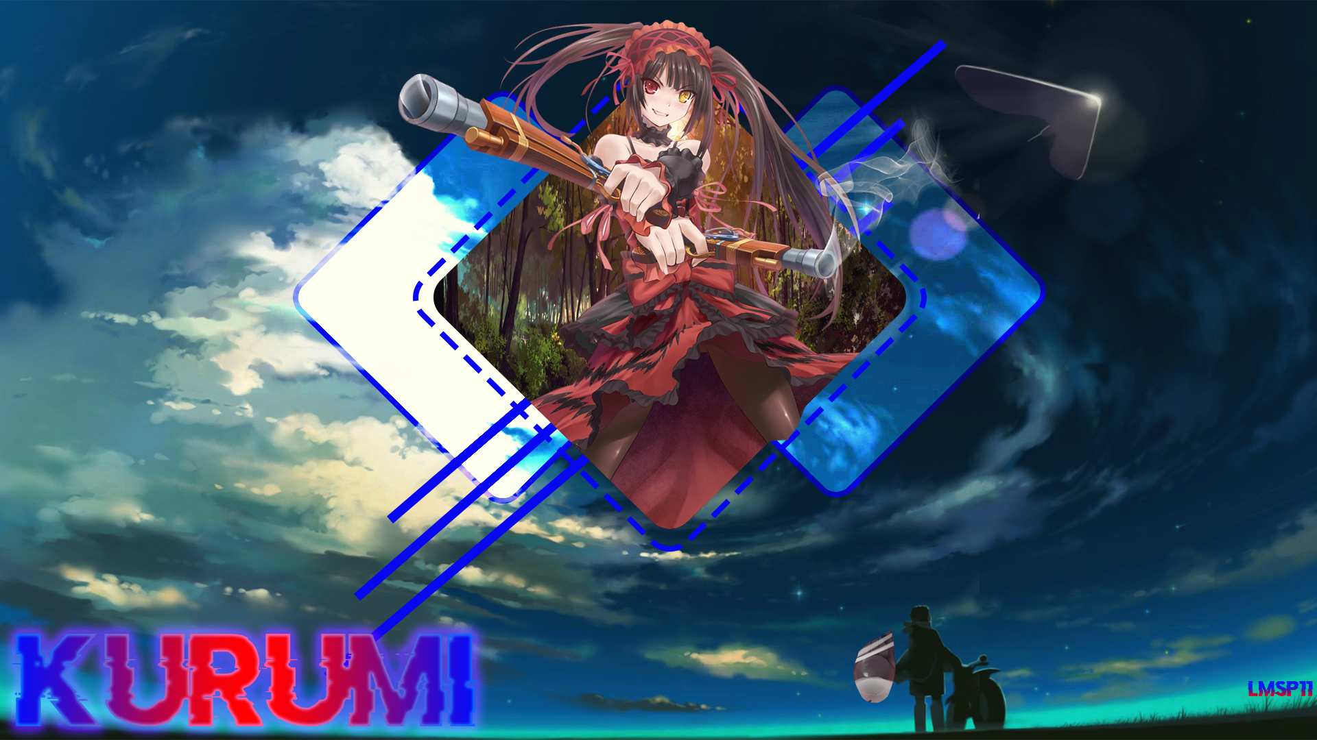 Tokisaki Kurumi from Date A Live with anime guns HD Wallpaper