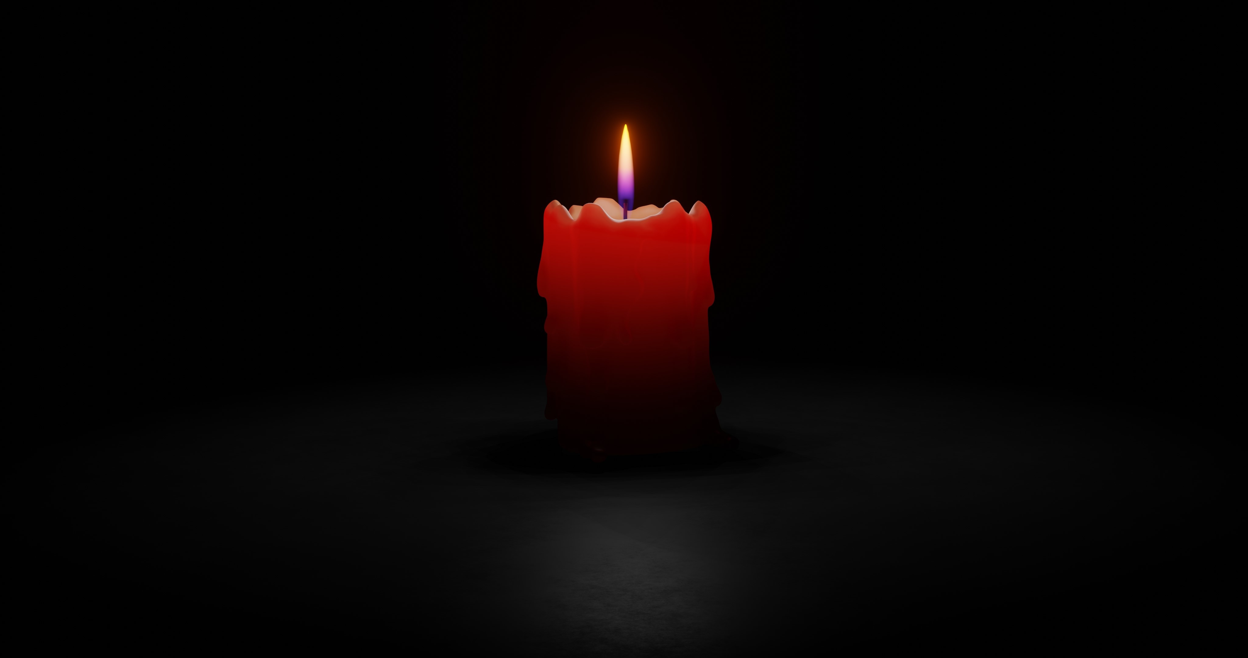 Red candle with flame on black background HD Wallpaper