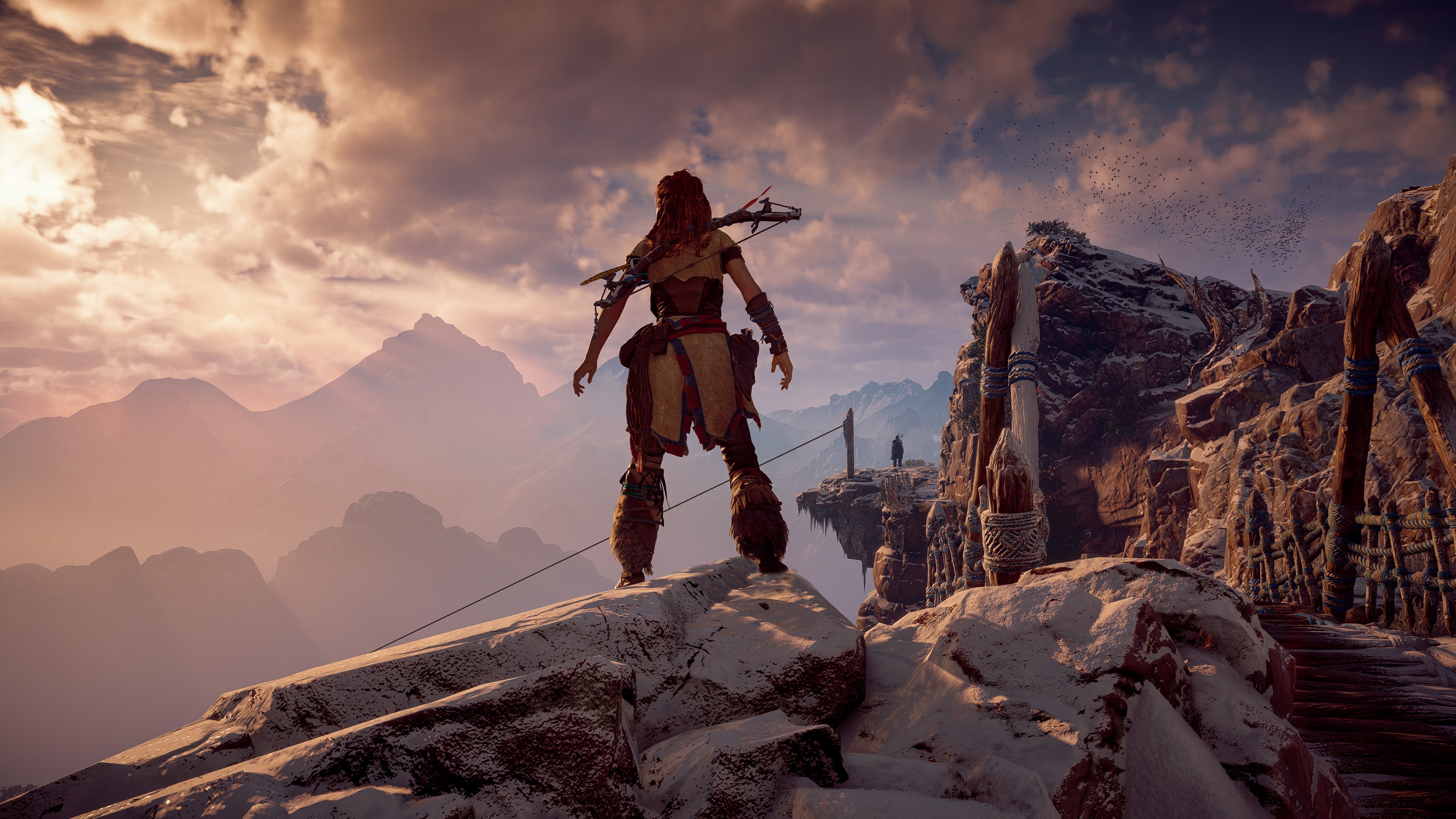 Aloy from Horizon: Zero Dawn in a mountainous landscape HD Wallpaper