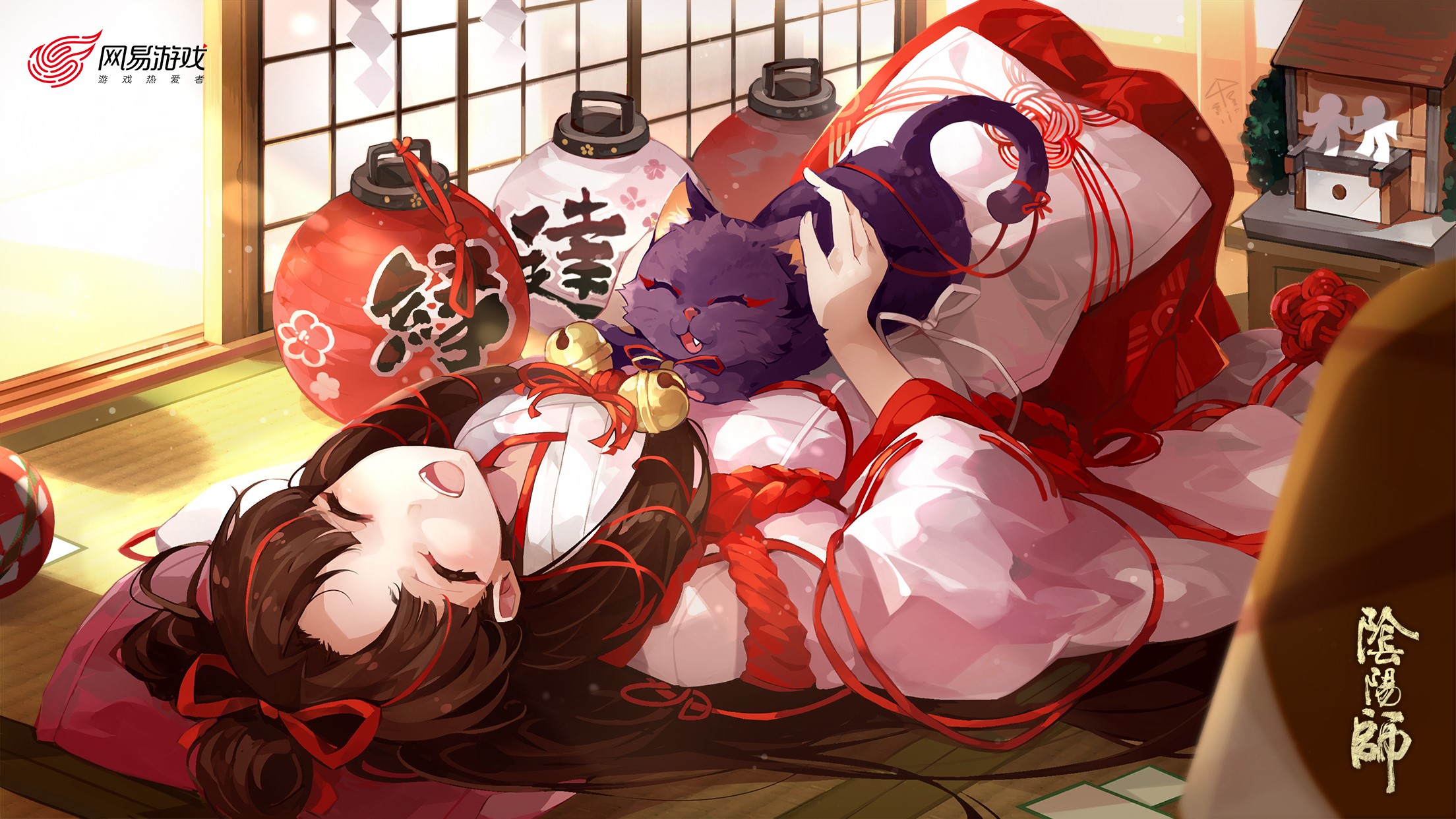 Girl and cat from Onmyoji HD Wallpaper