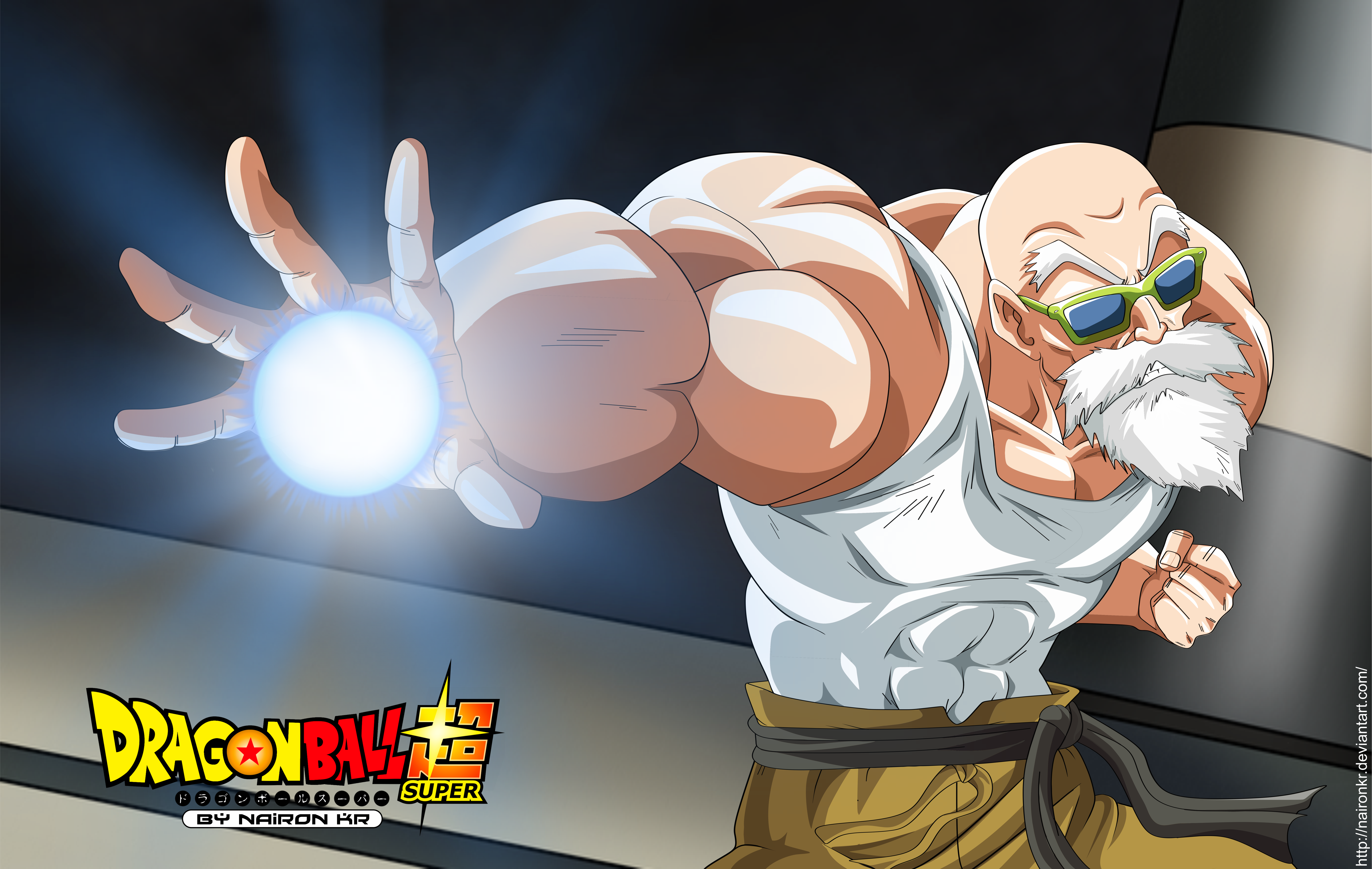 Master Roshi from Dragon Ball Super charging Kamehameha HD Wallpaper