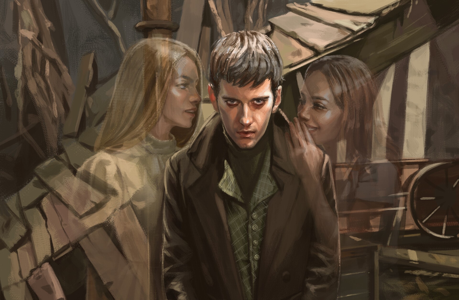 Aylar Ghasemi with ghosts, digital painting HD Wallpaper