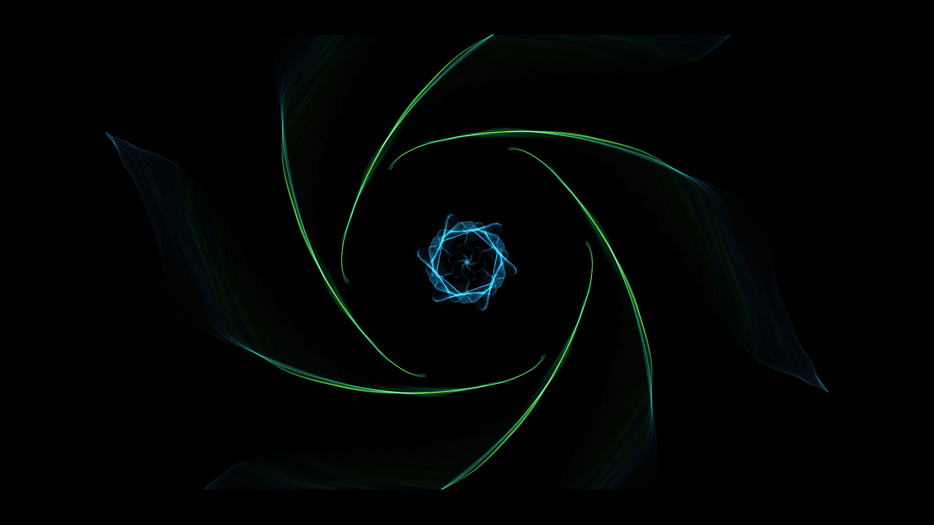 Abstract digital art spiral with blue and green light HD Wallpaper