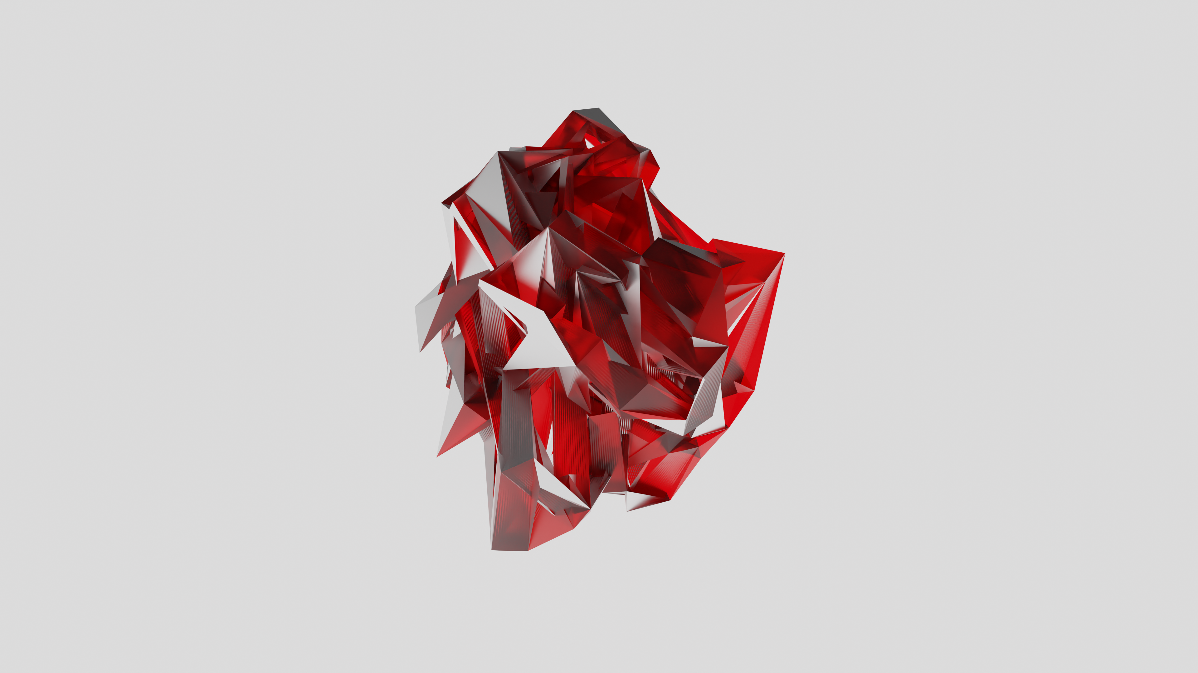 Abstract 3D low poly red crystal HD Wallpaper