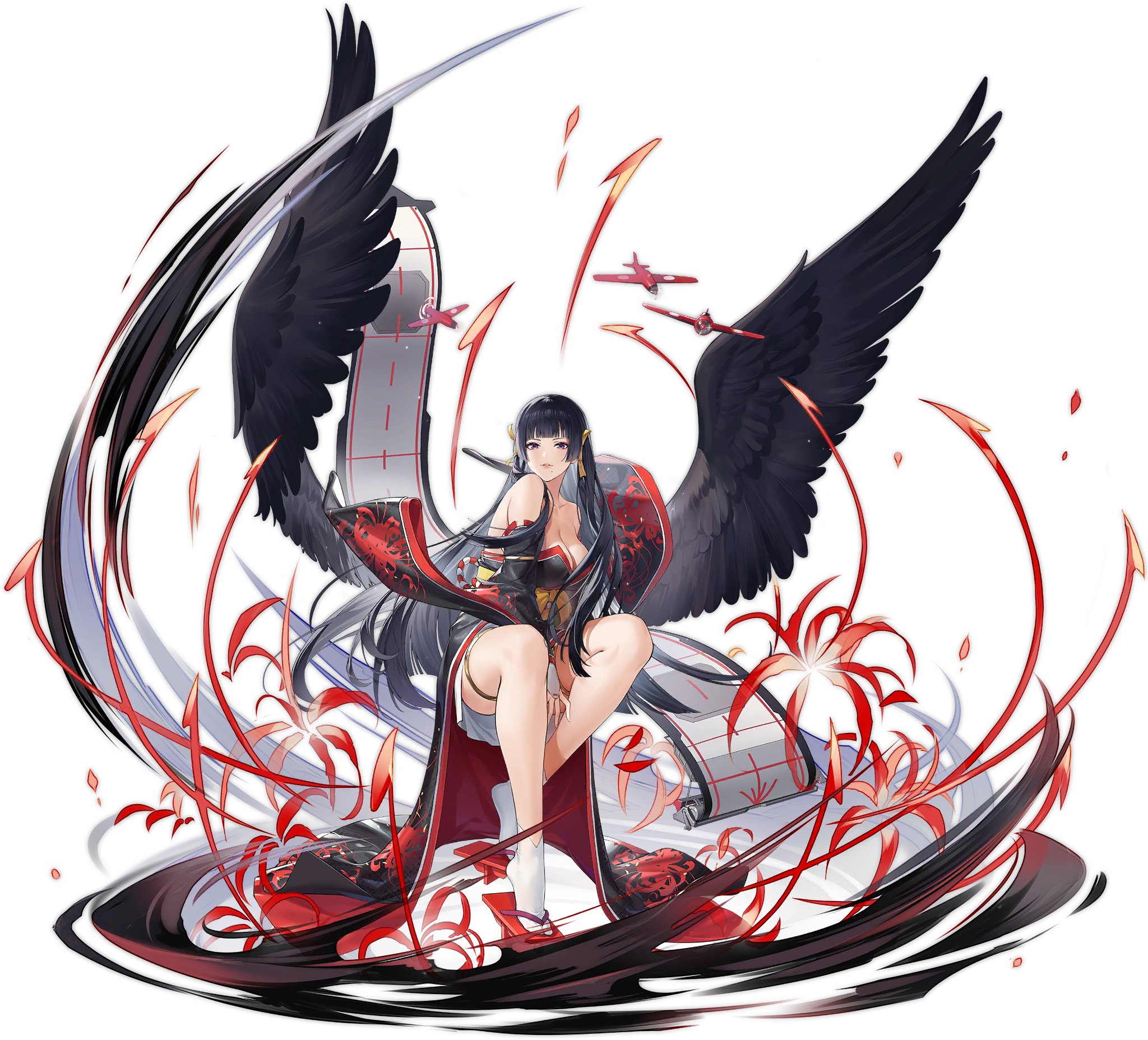 Nyotengu from Azur Lane with black wings HD Wallpaper