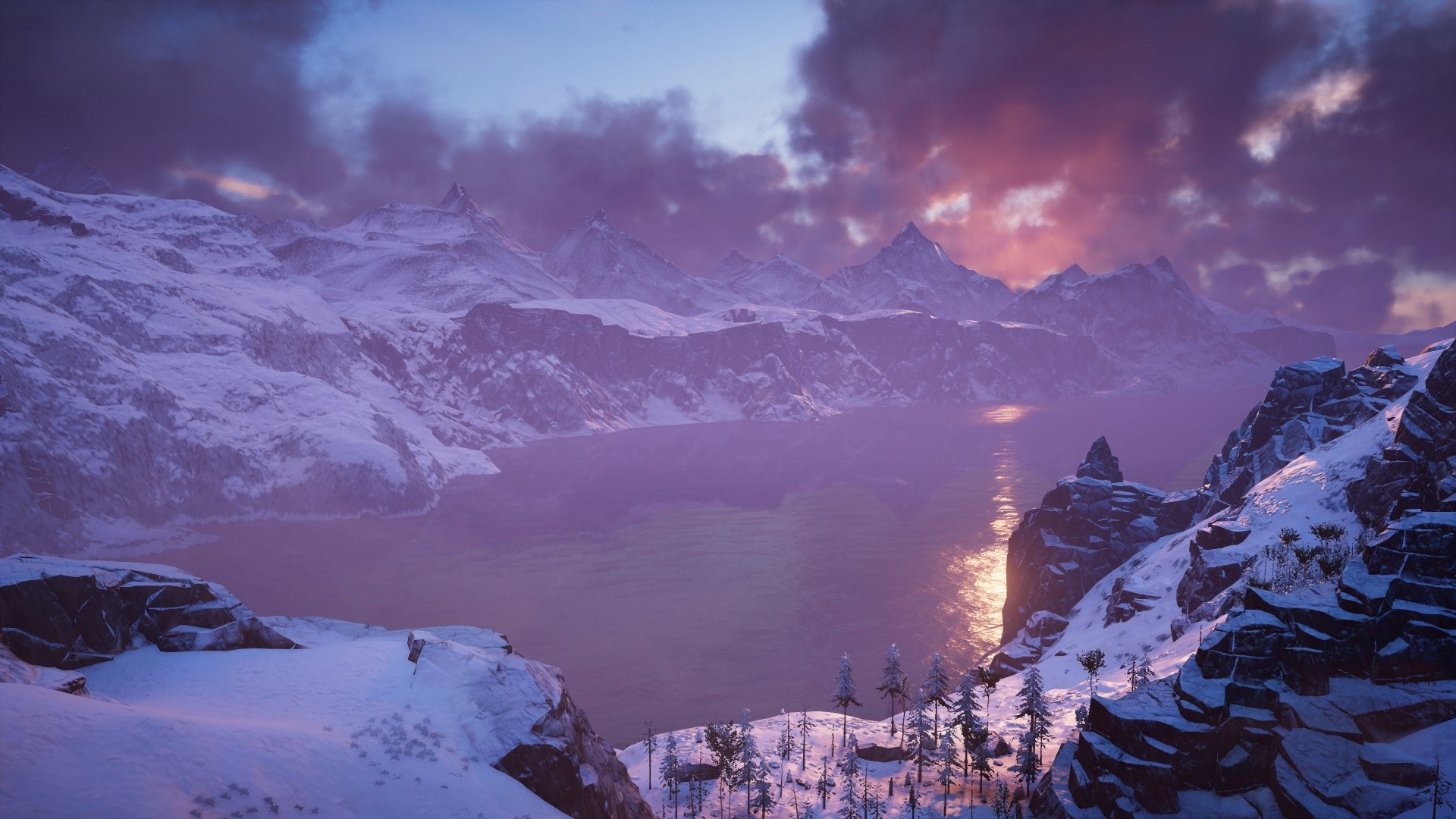 Assassin's Creed Valhalla snowy mountain landscape HD Wallpaper