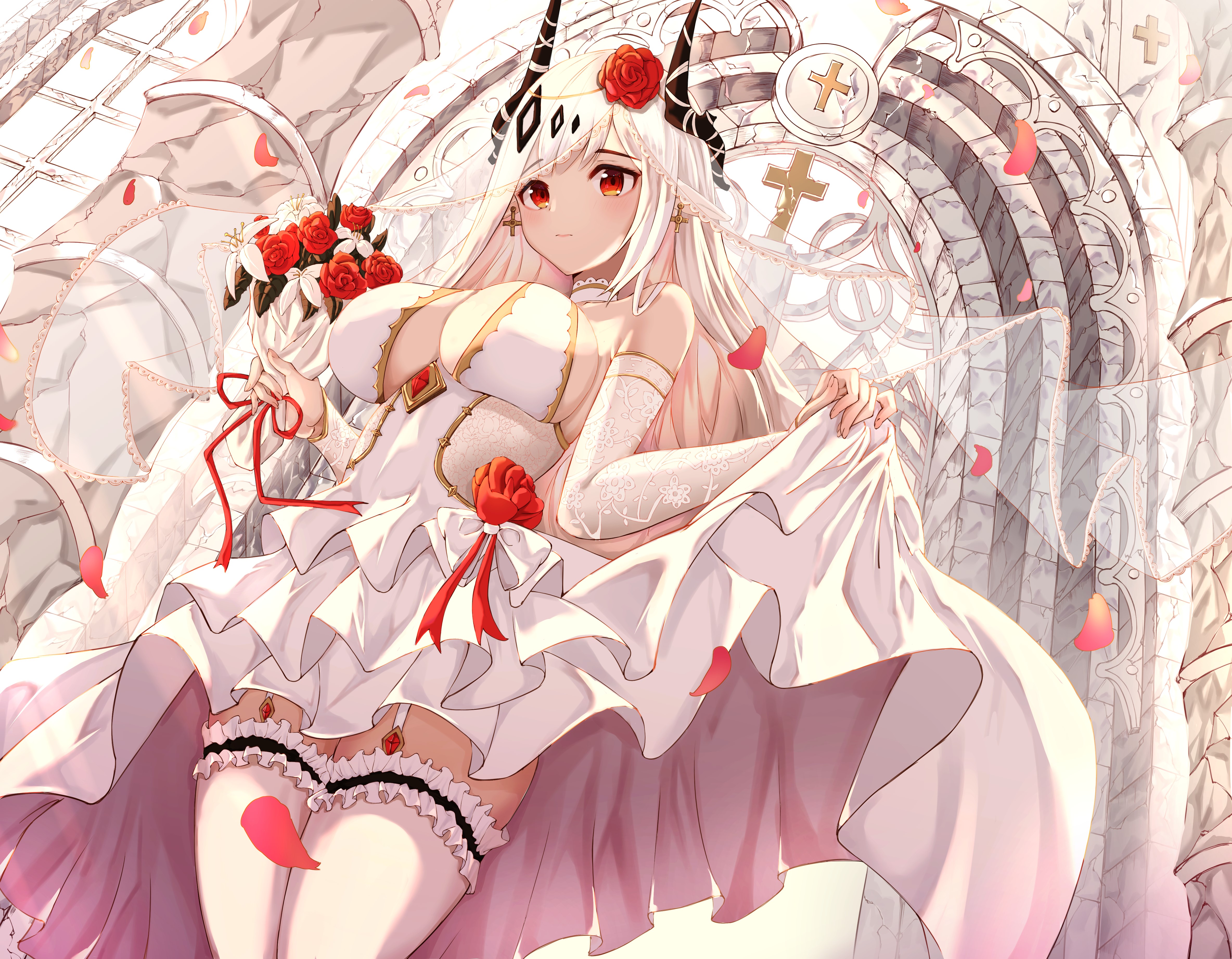Mudrock Arknights in Elegant White Dress 4K HD Wallpaper