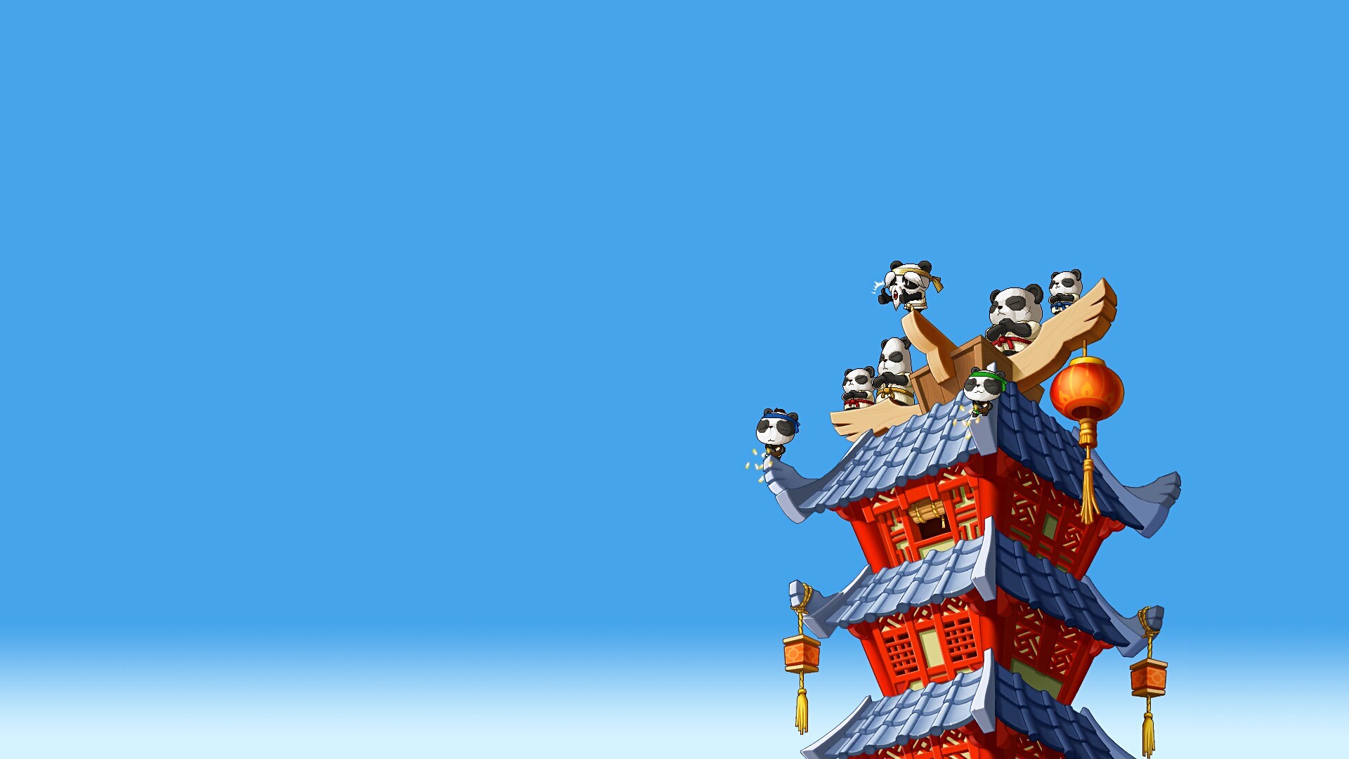 MapleStory pandas on a pagoda HD Wallpaper