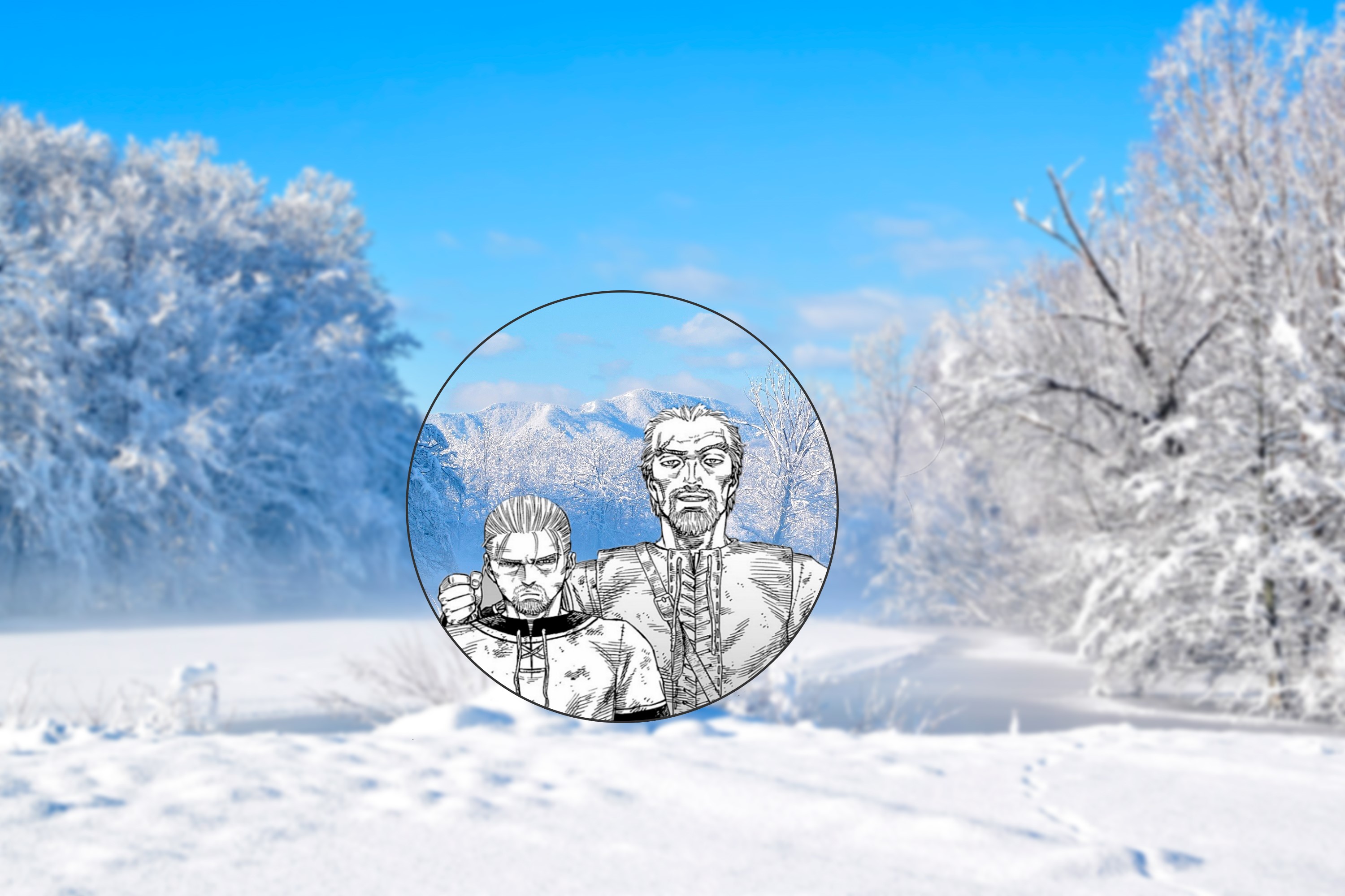 Thorfinn and Askeladd from Vinland Saga in a winter landscape HD Wallpaper