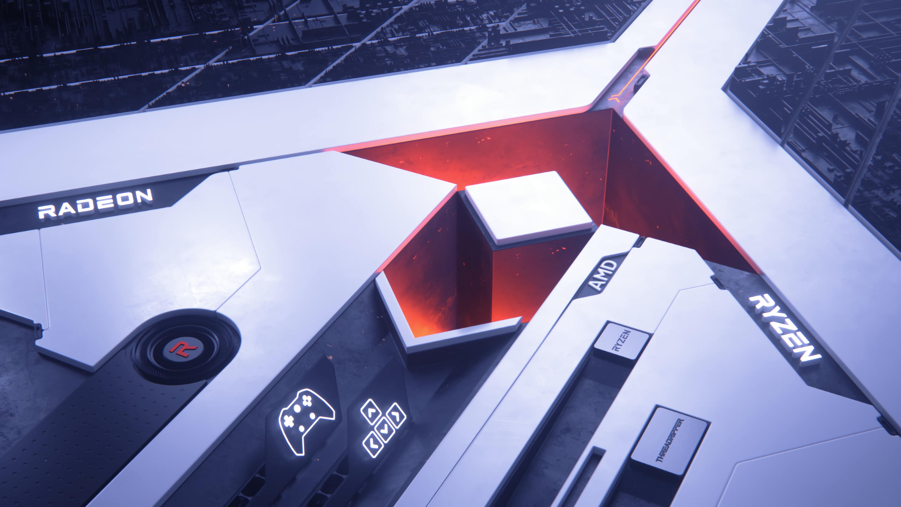 AMD Radeon and Ryzen technology abstract design HD Wallpaper
