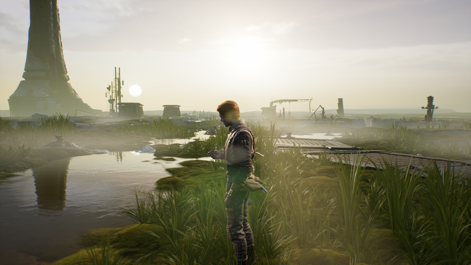 Cal Kestis from Jedi: Fallen Order on a marshy planet HD Wallpaper