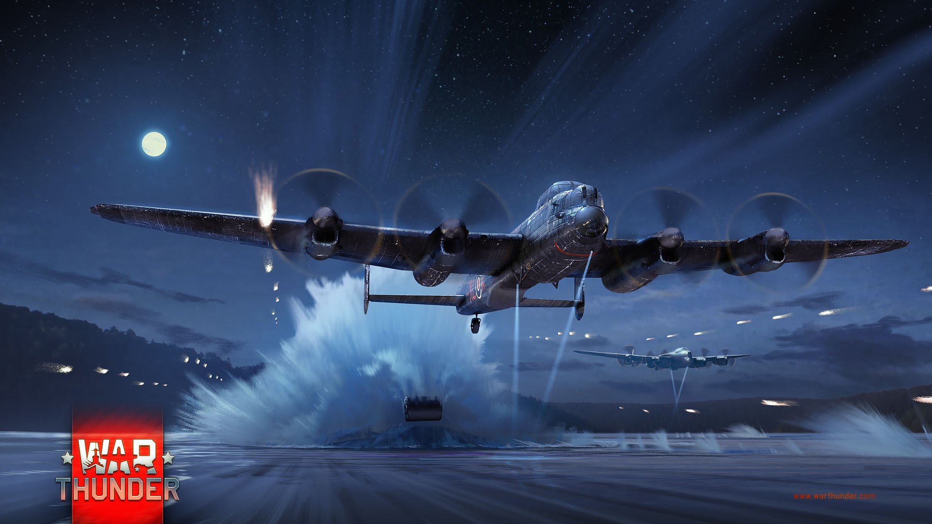 Avro Lancaster Bomber aircraft at night HD Wallpaper