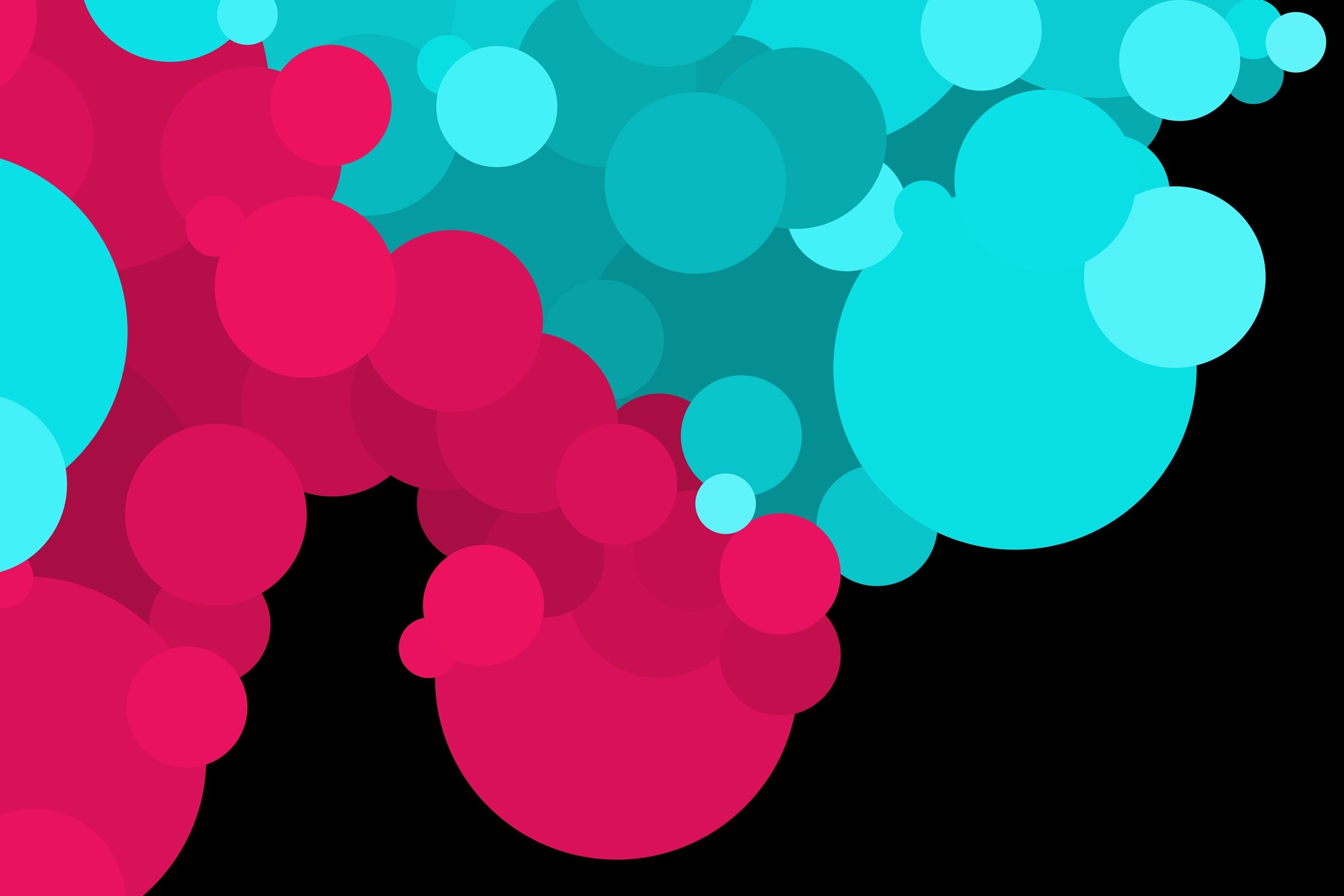Cyan and pink circles on black background HD Wallpaper