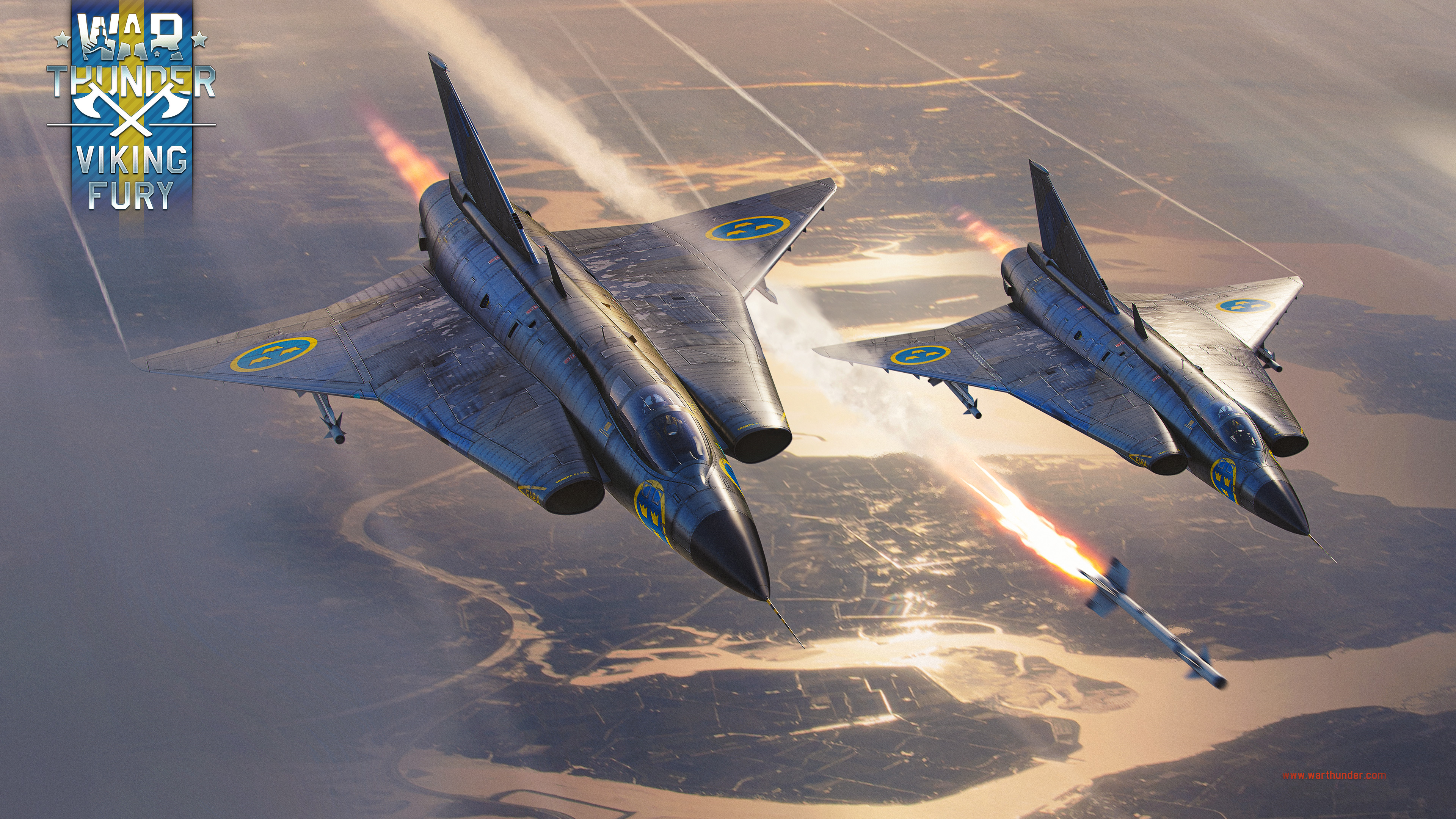 War Thunder Viking Fury jet fighters HD Wallpaper