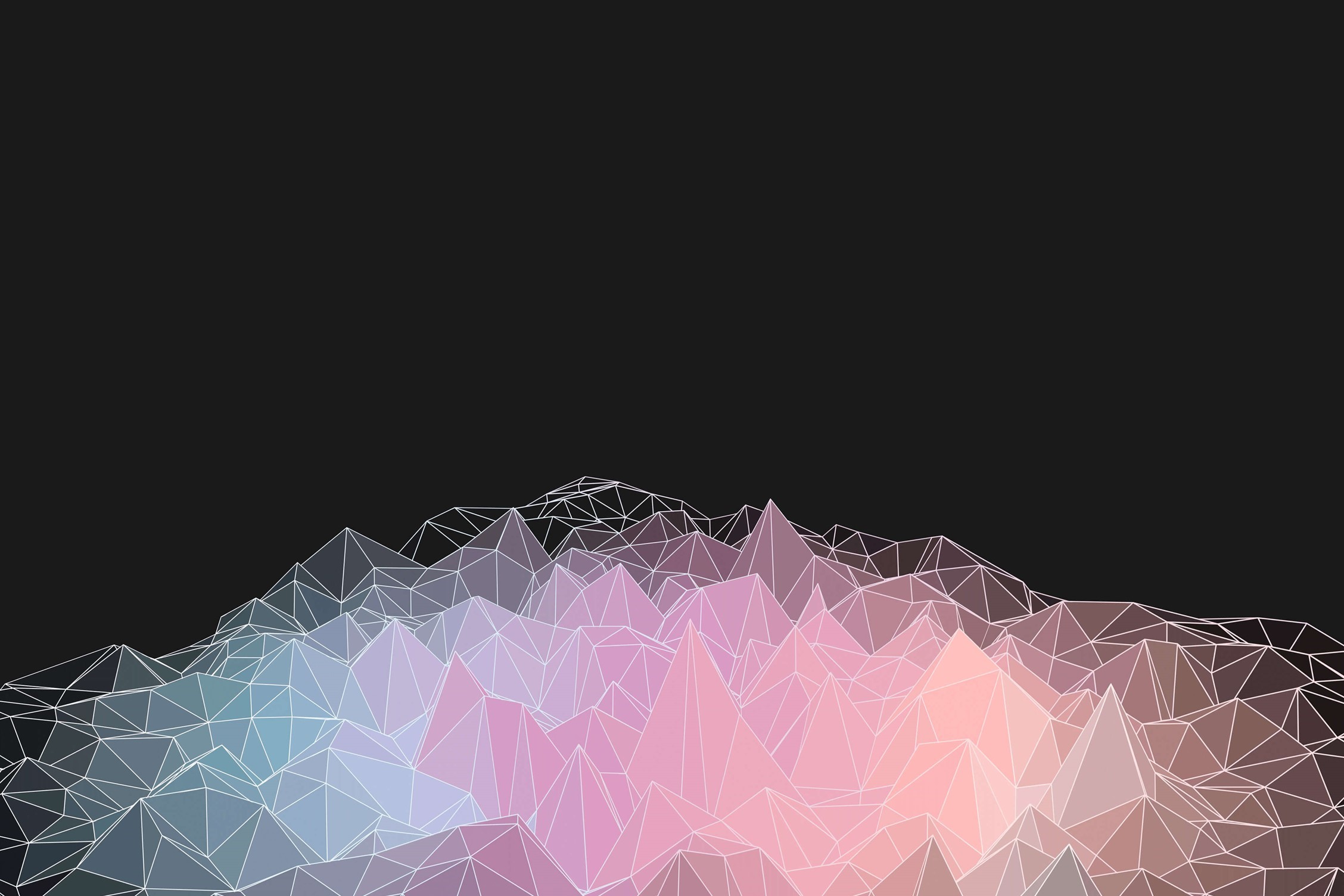 Low poly mountain range with wireframe overlay HD Wallpaper