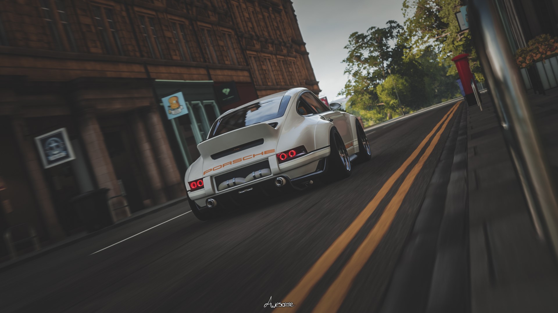 White Porsche 911 Singer driving on a road HD Wallpaper
